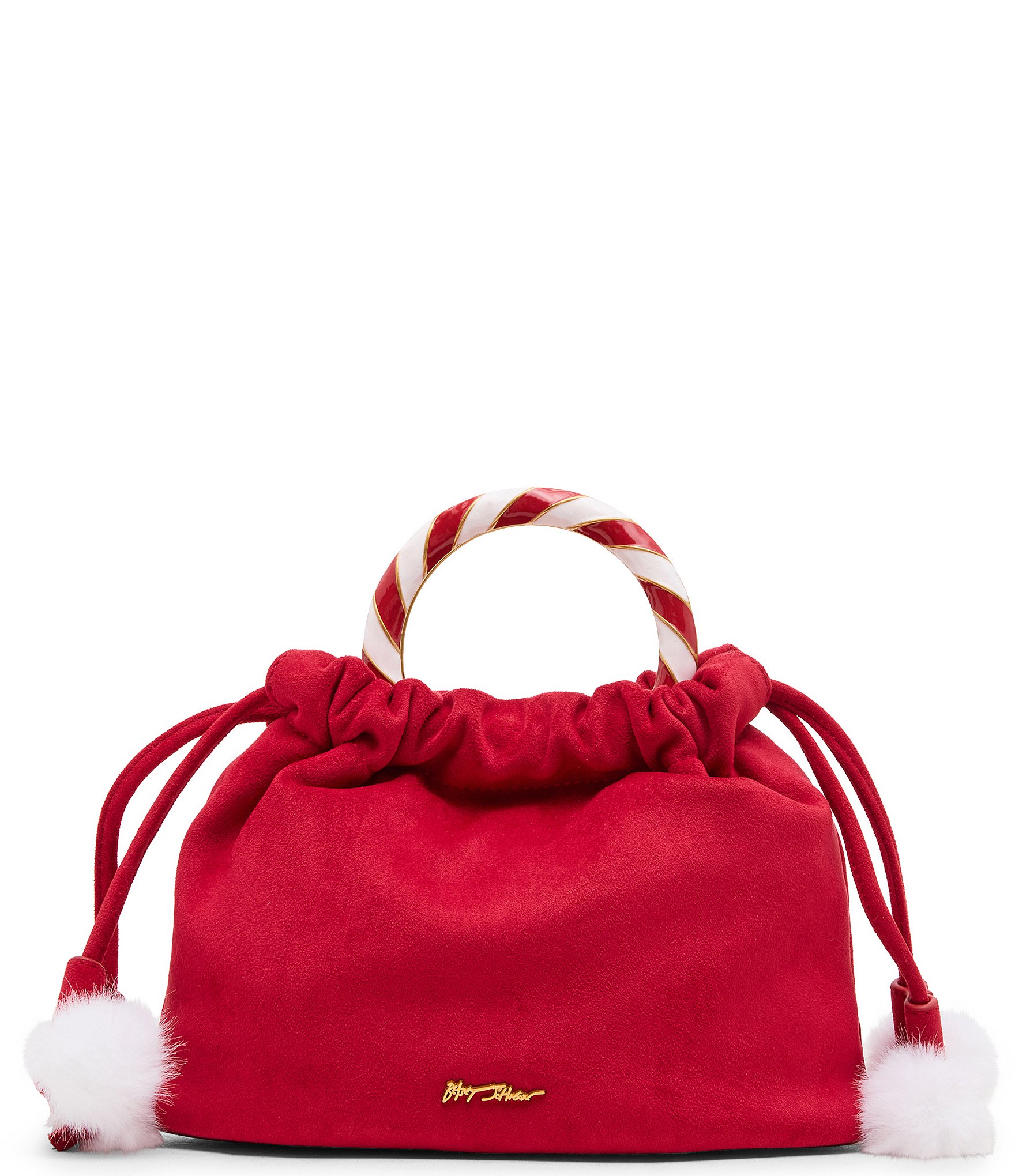 Betsey Johnson Candy Cane Lane Drawstring Top Handle Crossbody Bag