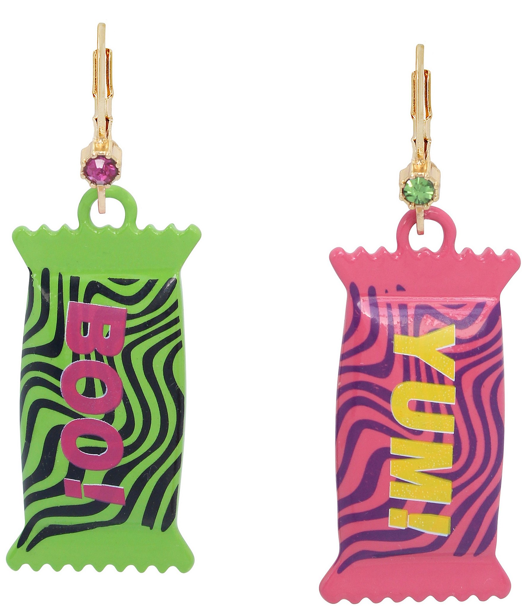 Betsey Johnson Candy Mismatch Drop Earrings