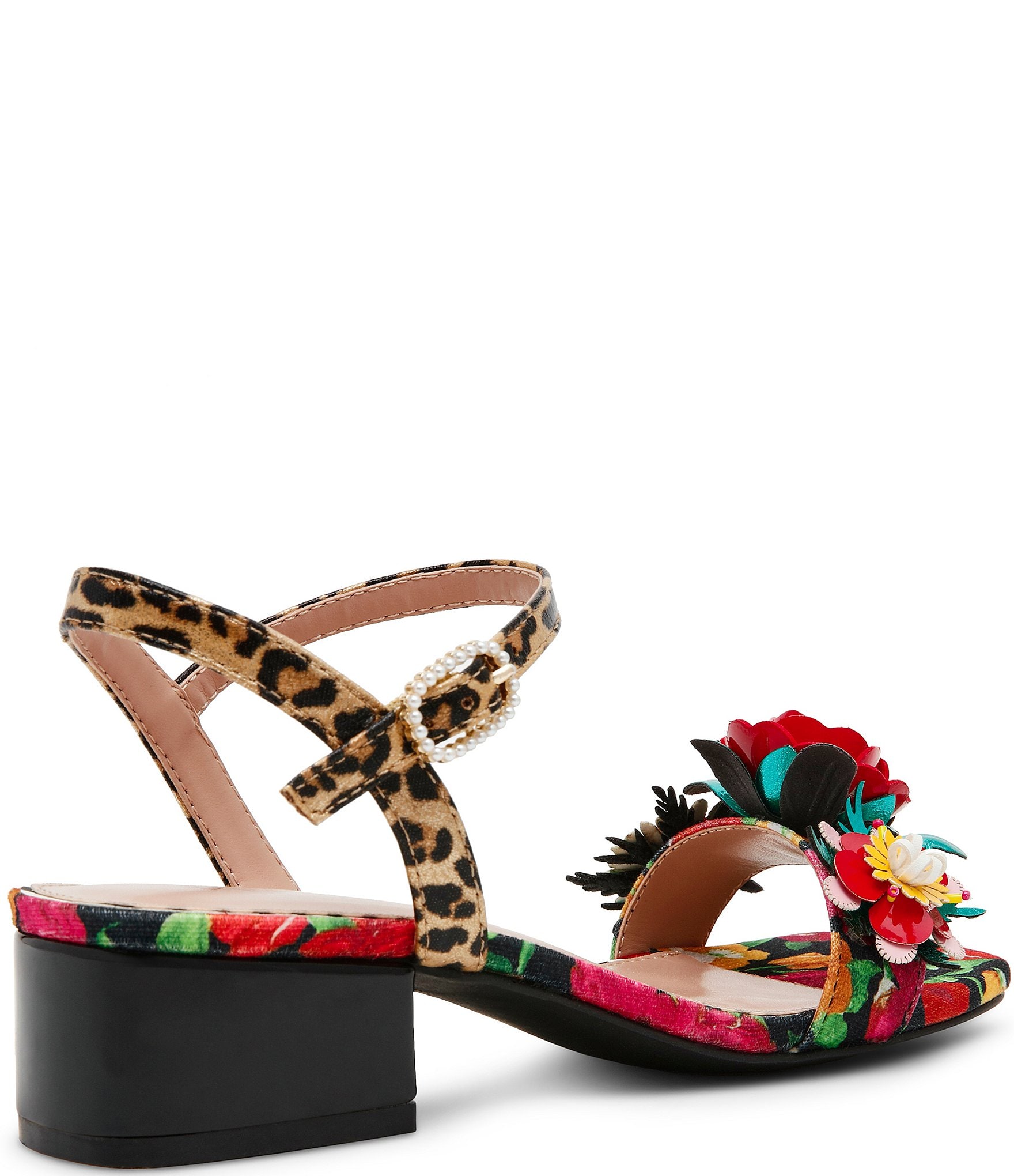 Betsey Johnson Charrly 3D Floral Print Embellished Dress Sandals