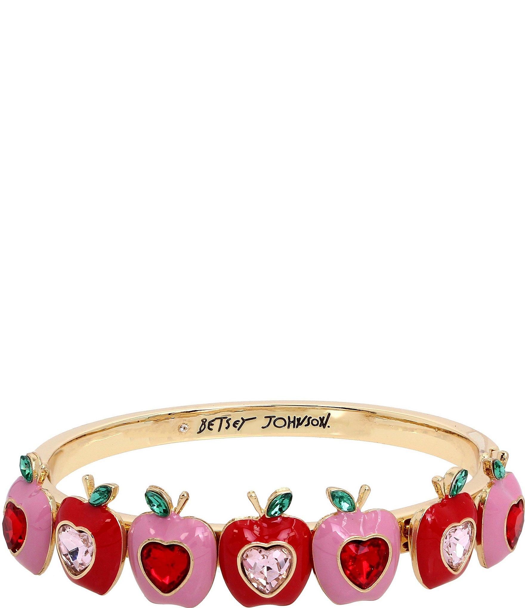 Betsey Johnson Crystal Apple Bangle Bracelet