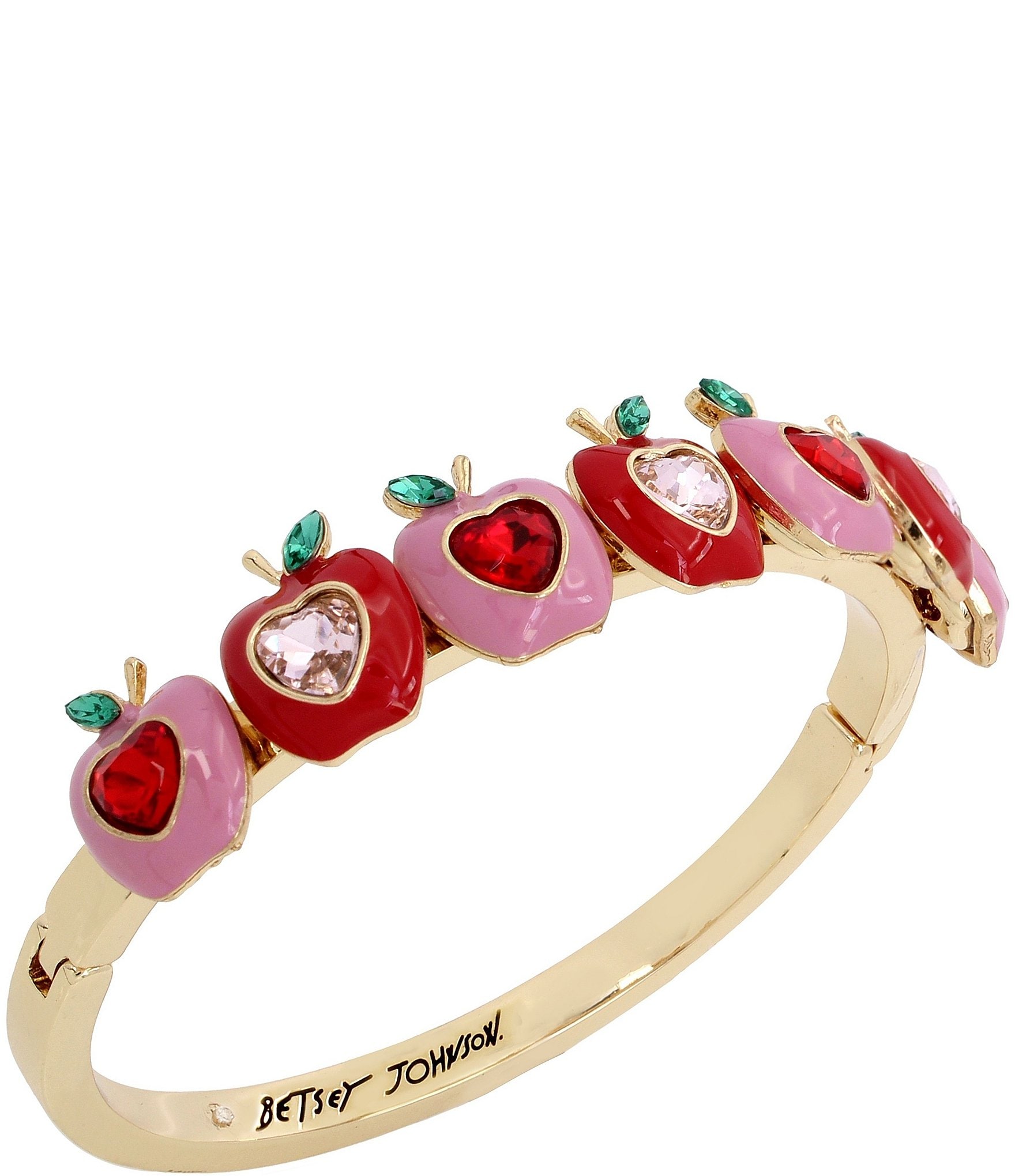 Betsey Johnson Crystal Apple Bangle Bracelet