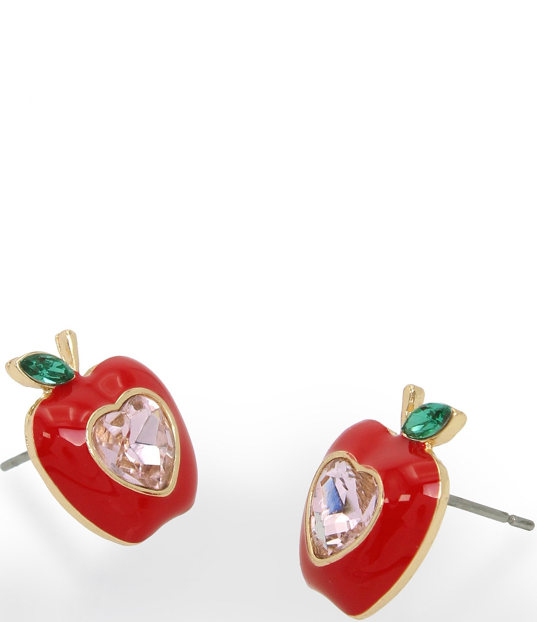 Betsey Johnson Crystal Apple Stud Earrings