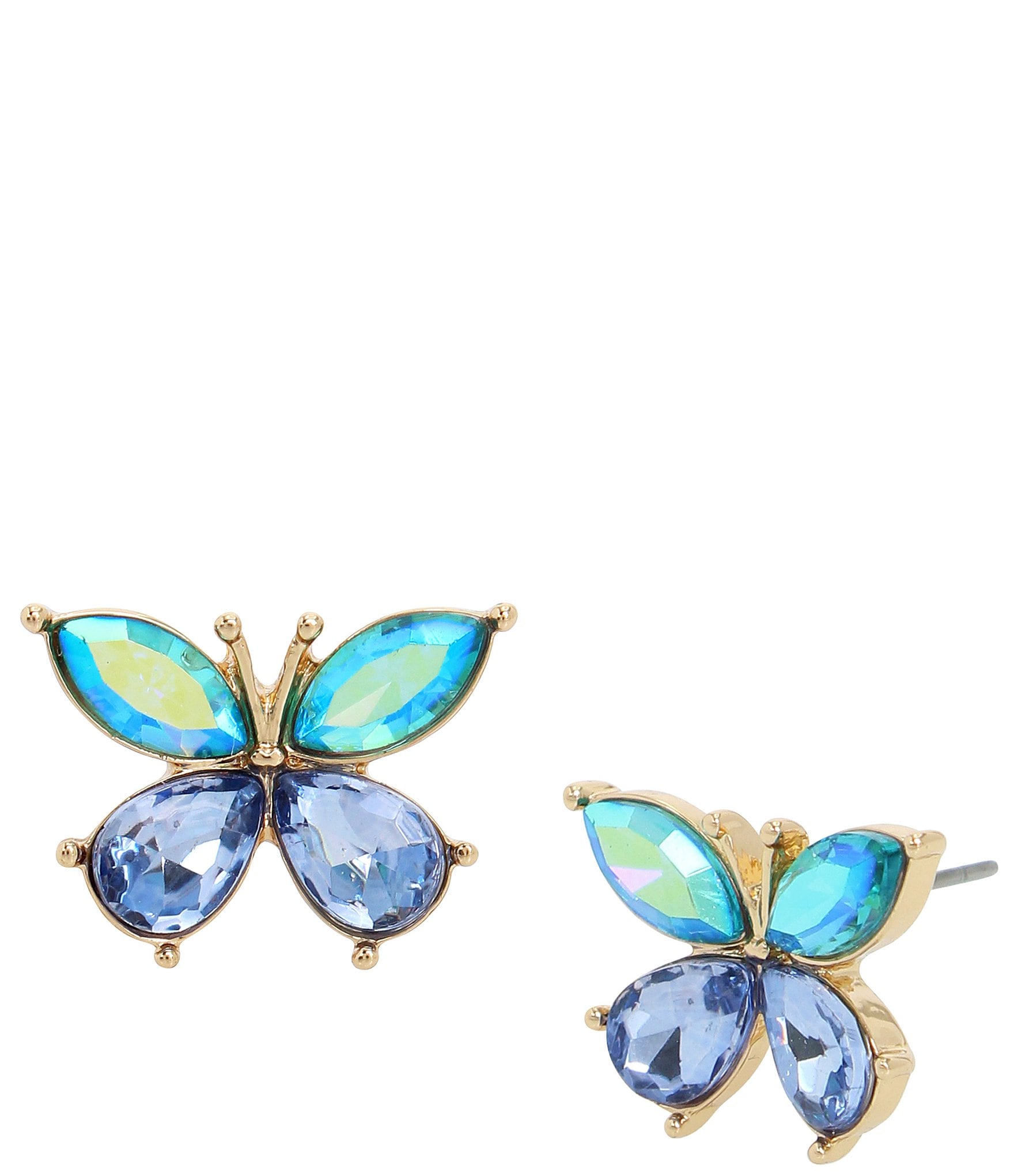 Betsey Johnson Crystal Butterfly Gem Stud Earrings 