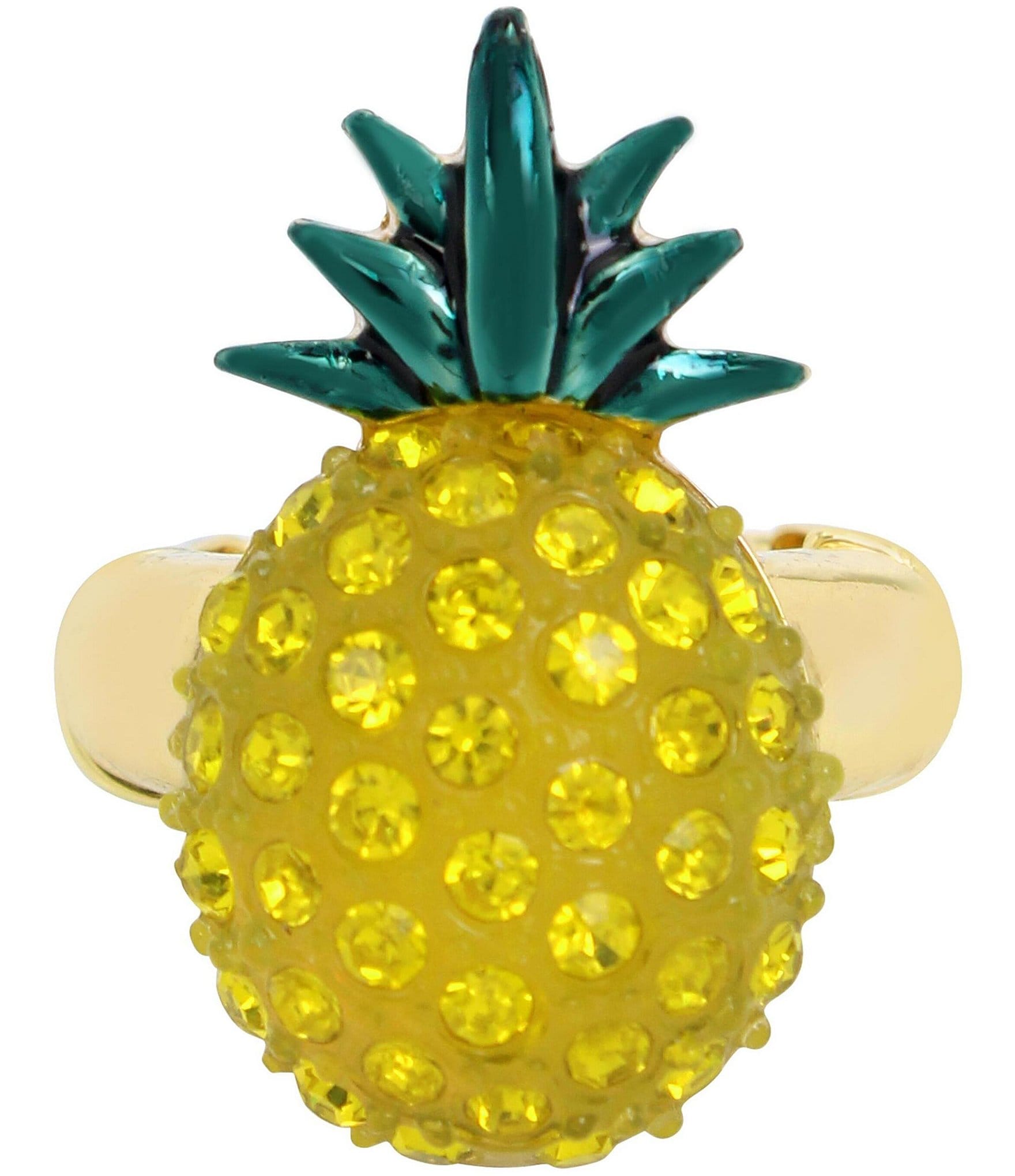 Betsey Johnson Crystal Pineapple Cocktail Stretch Ring