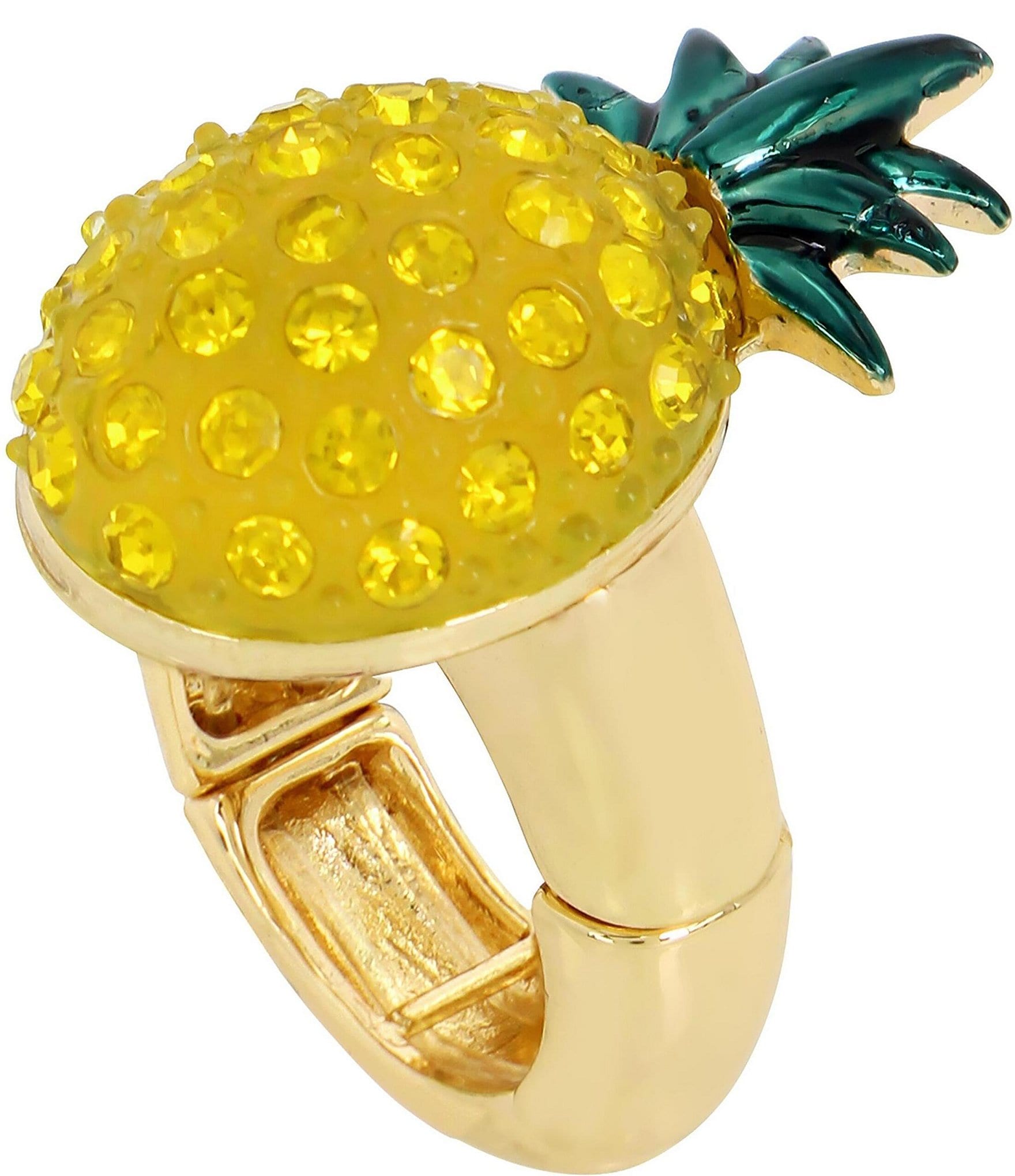 Betsey Johnson Crystal Pineapple Cocktail Stretch Ring