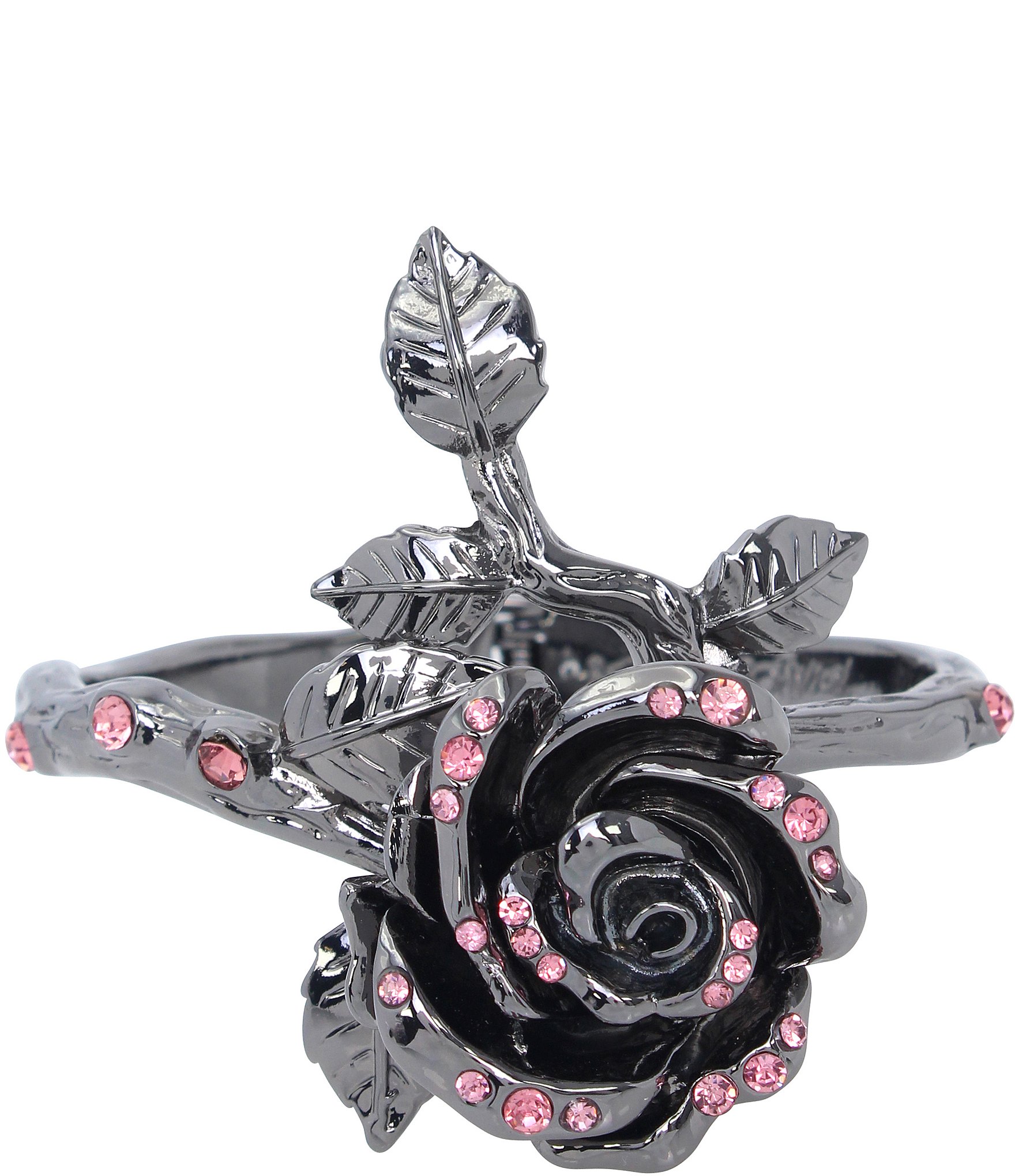 Betsey Johnson Crystal Rose Bangle Bracelet