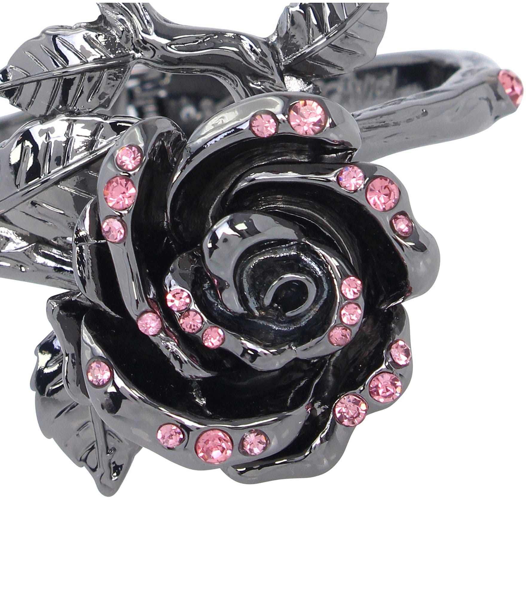 Betsey Johnson Crystal Rose Bangle Bracelet