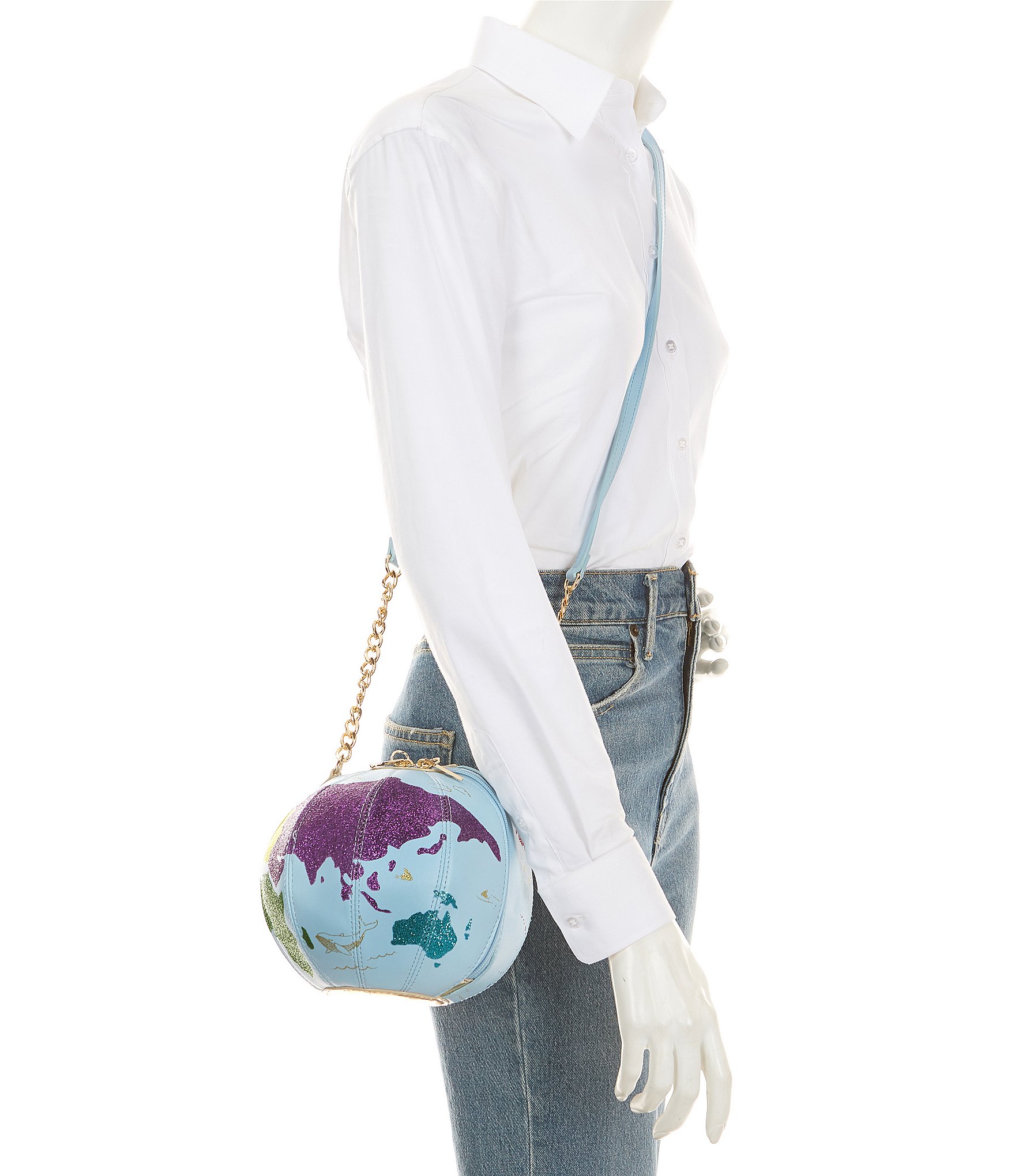 Betsey Johnson Earth to Betsey Blue Globe Crossbody Bag