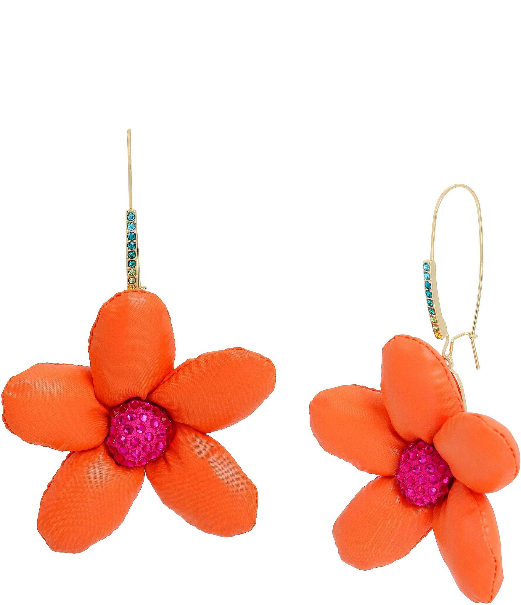 Betsey Johnson Flower Dangle Statement Drop Earrings