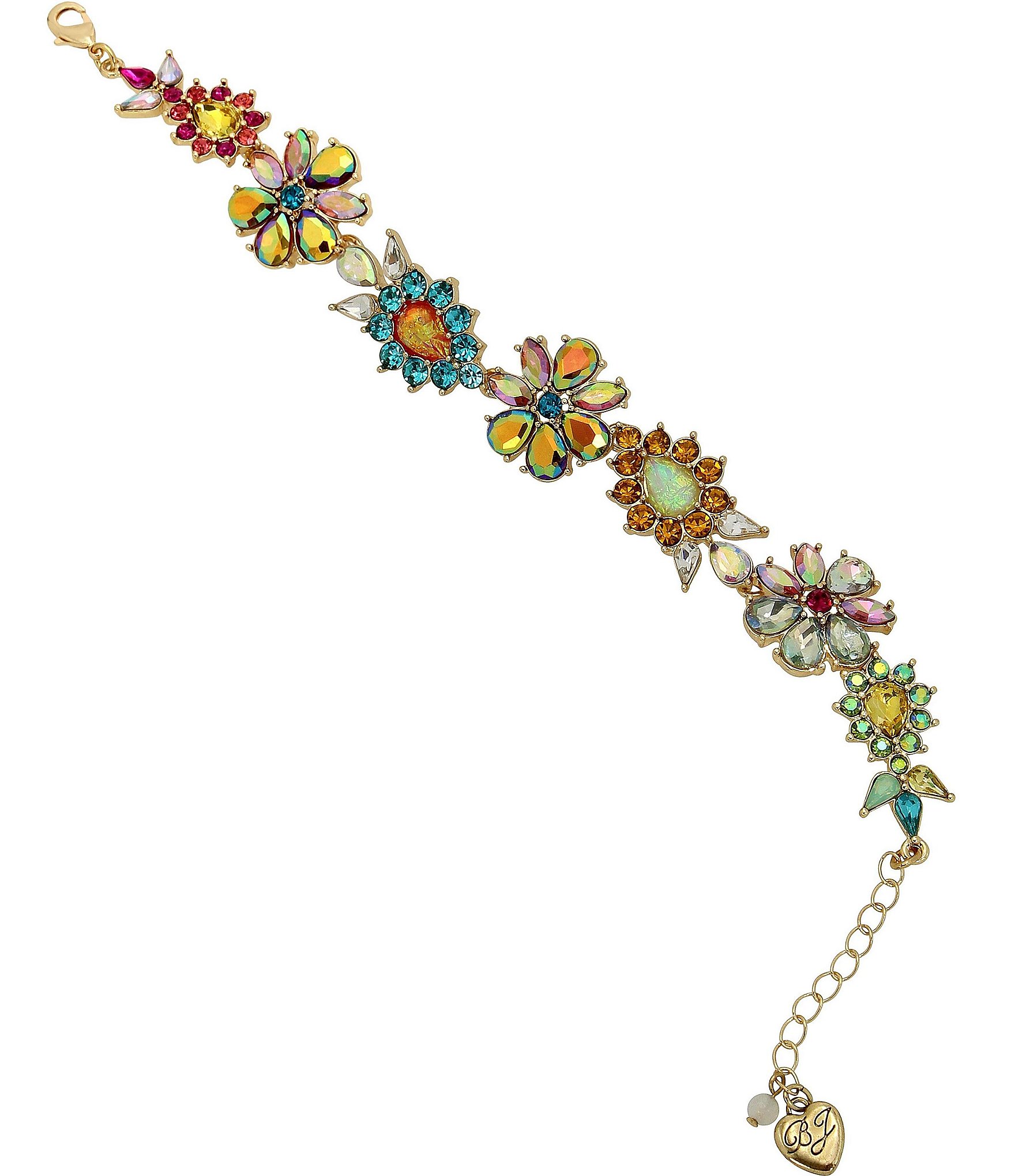 Betsey Johnson Flower Stone Gem Statement Line Bracelet