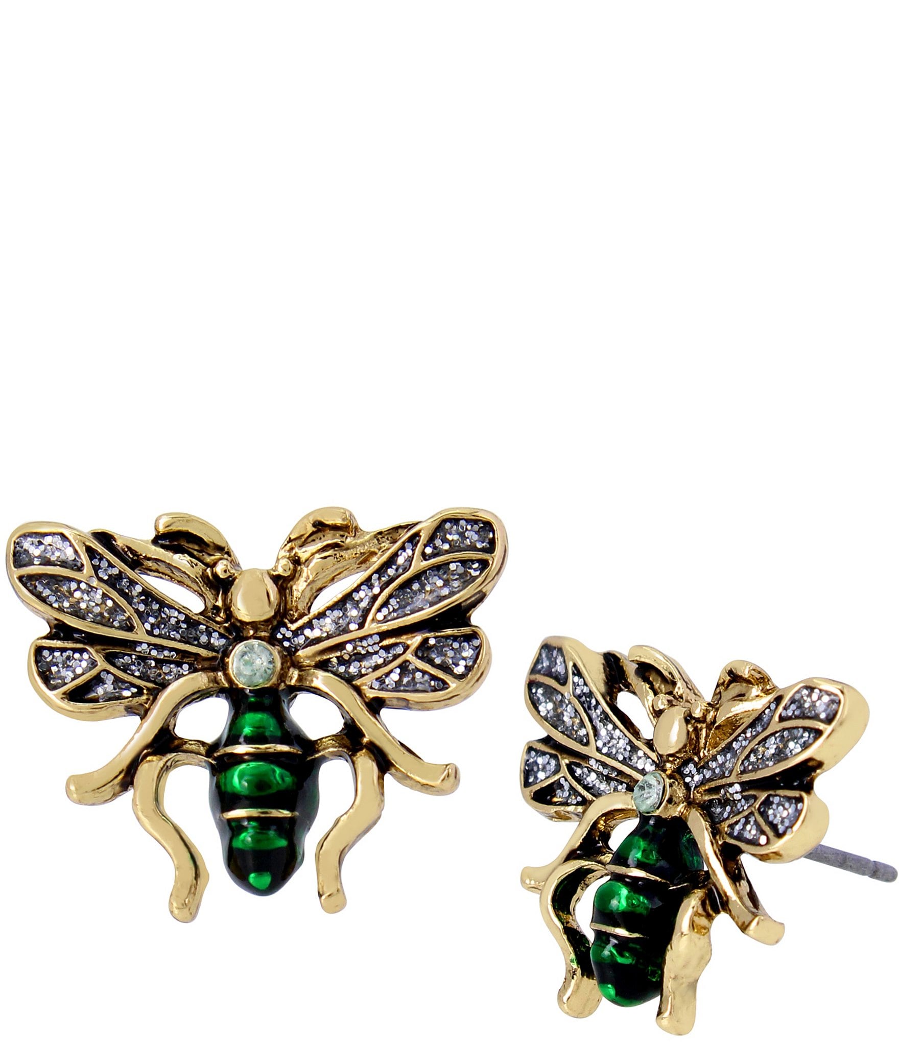 Betsey Johnson Gold And Green Fly Stud Earrings | Dillard's