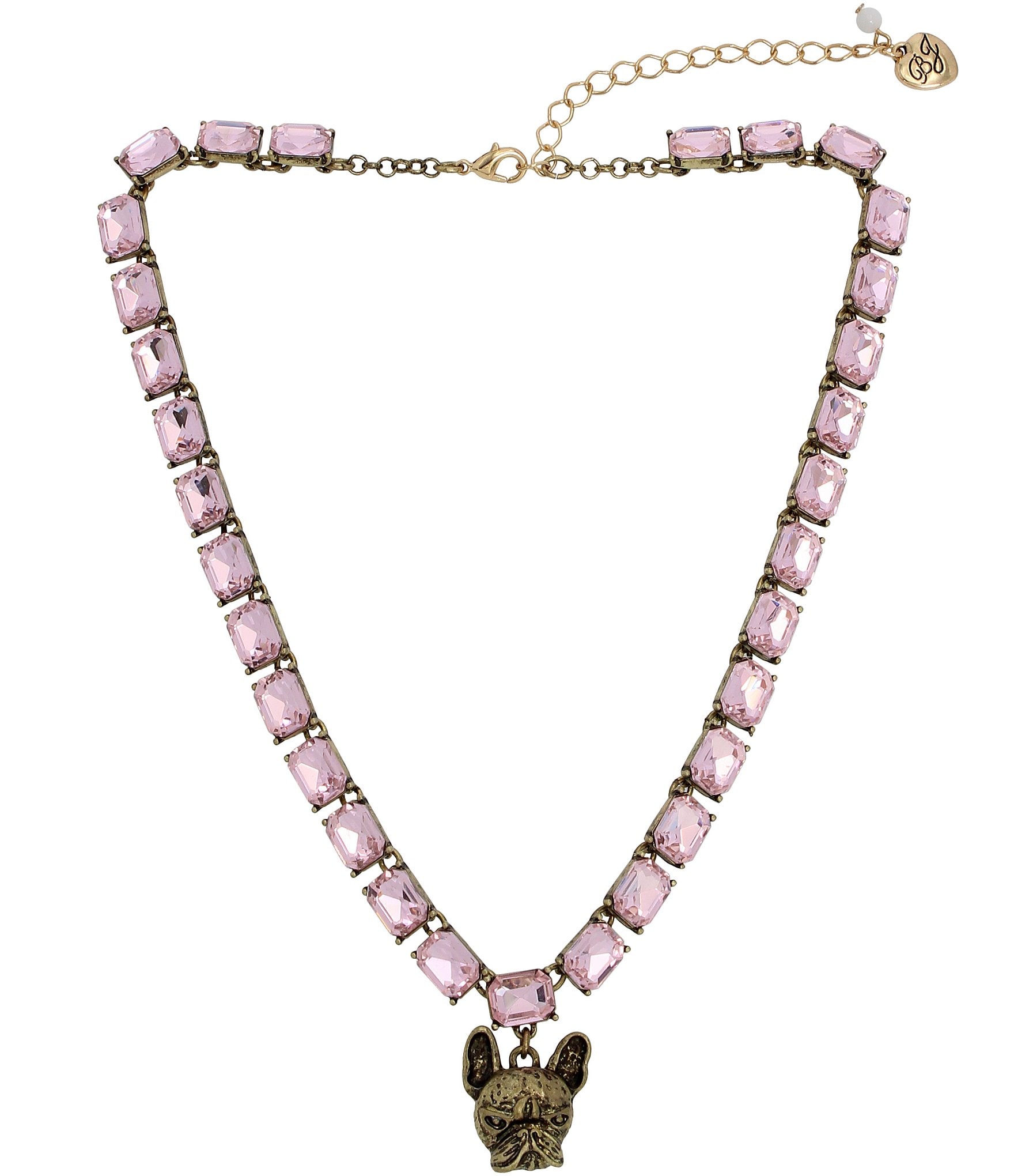 Betsey Johnson Frenchie Pendant Tennis Necklace | Dillard's