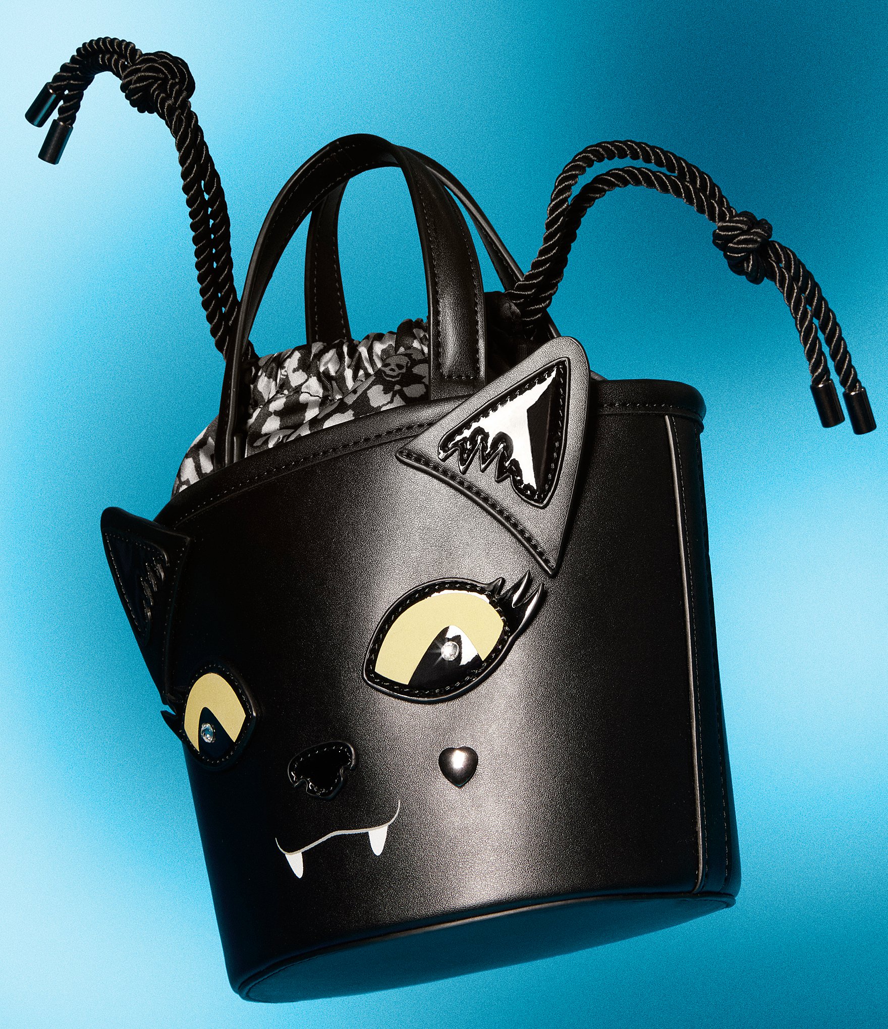 Betsey Johnson Gimmie Candy Black Cat Bucket Bag