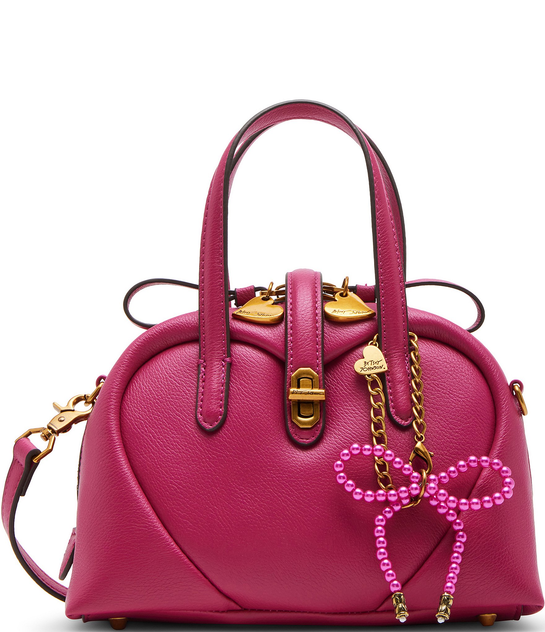 Betsey Johnson Heart Beat Satchel Bag Pink