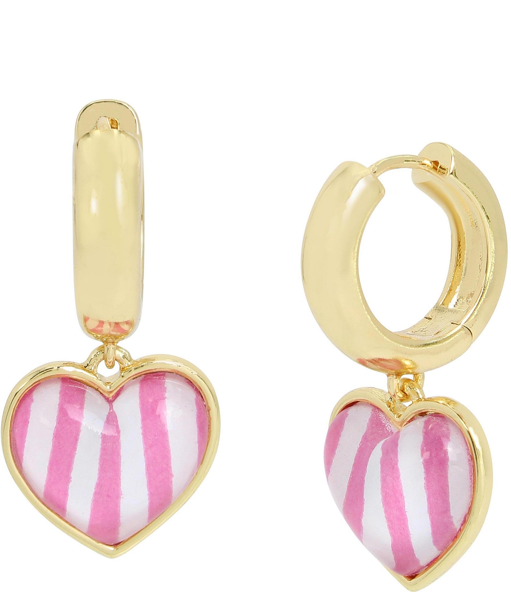 Betsey Johnson Heart Charm Huggie Hoop Earrings