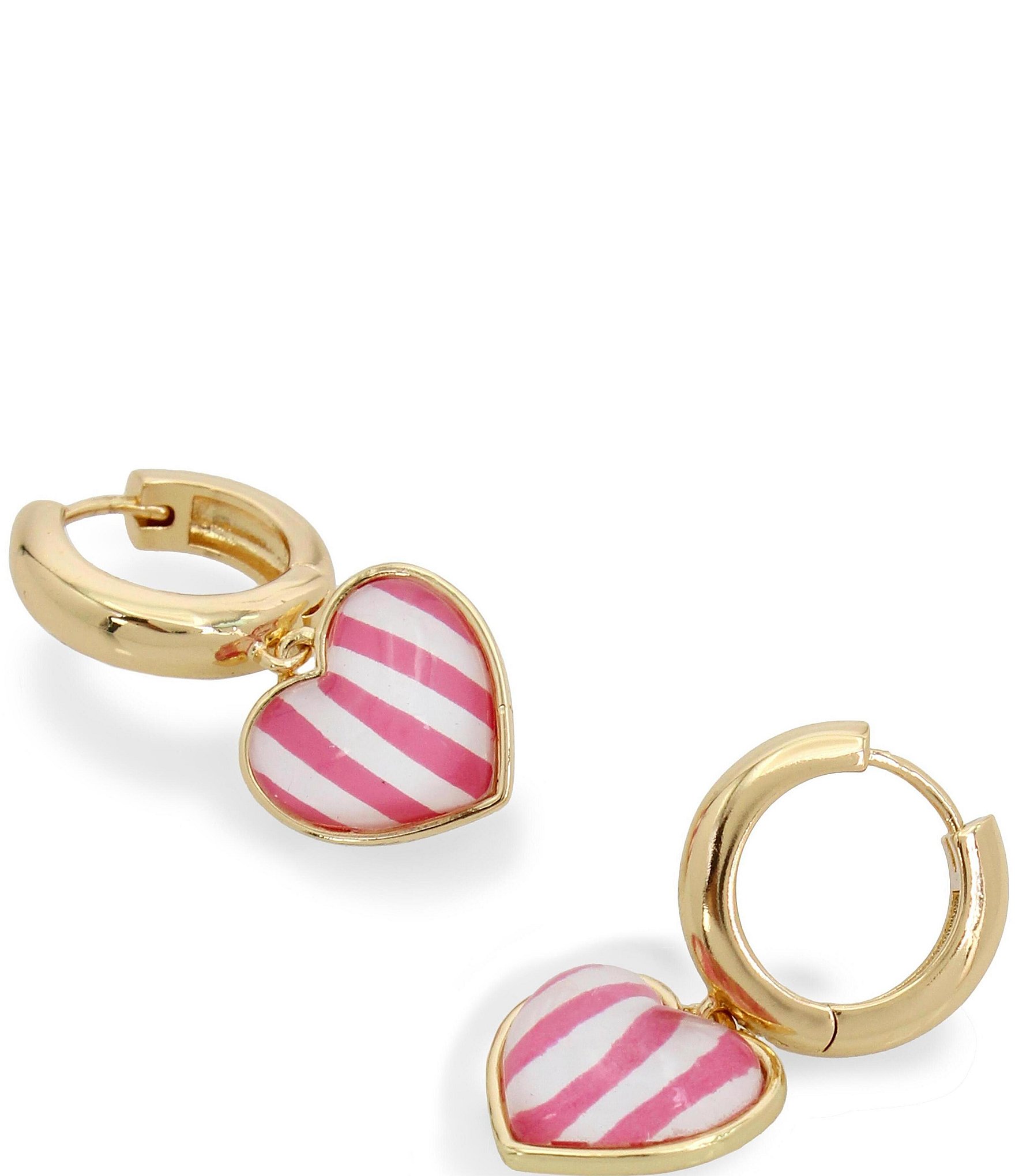 Betsey Johnson Heart Charm Huggie Hoop Earrings