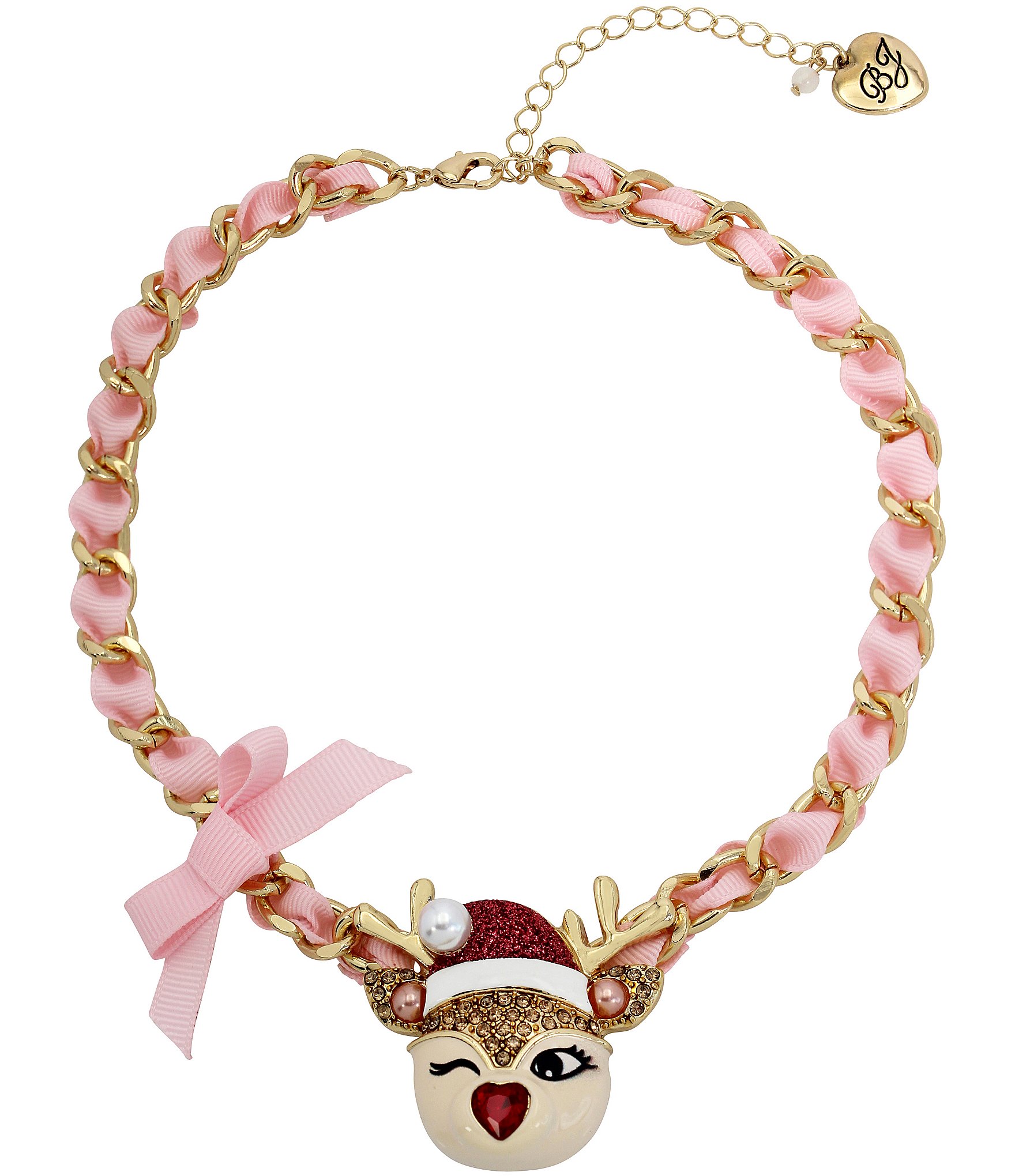 Betsey Johnson Jingle Bell Bling Christmas Reindeer Short Pendant Necklace Dillard s