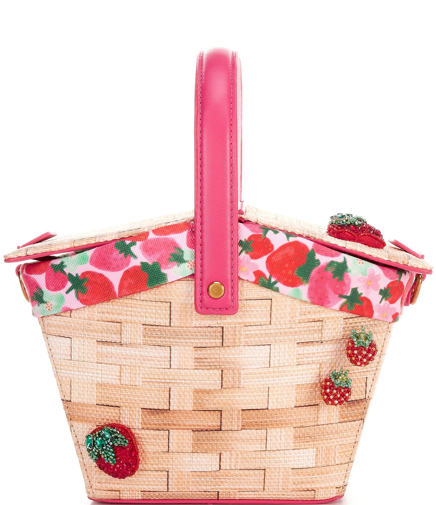 Betsey Johnson Kitsch Fresh N Fruity Picnic Straw Basket Natural Crossbody Bag