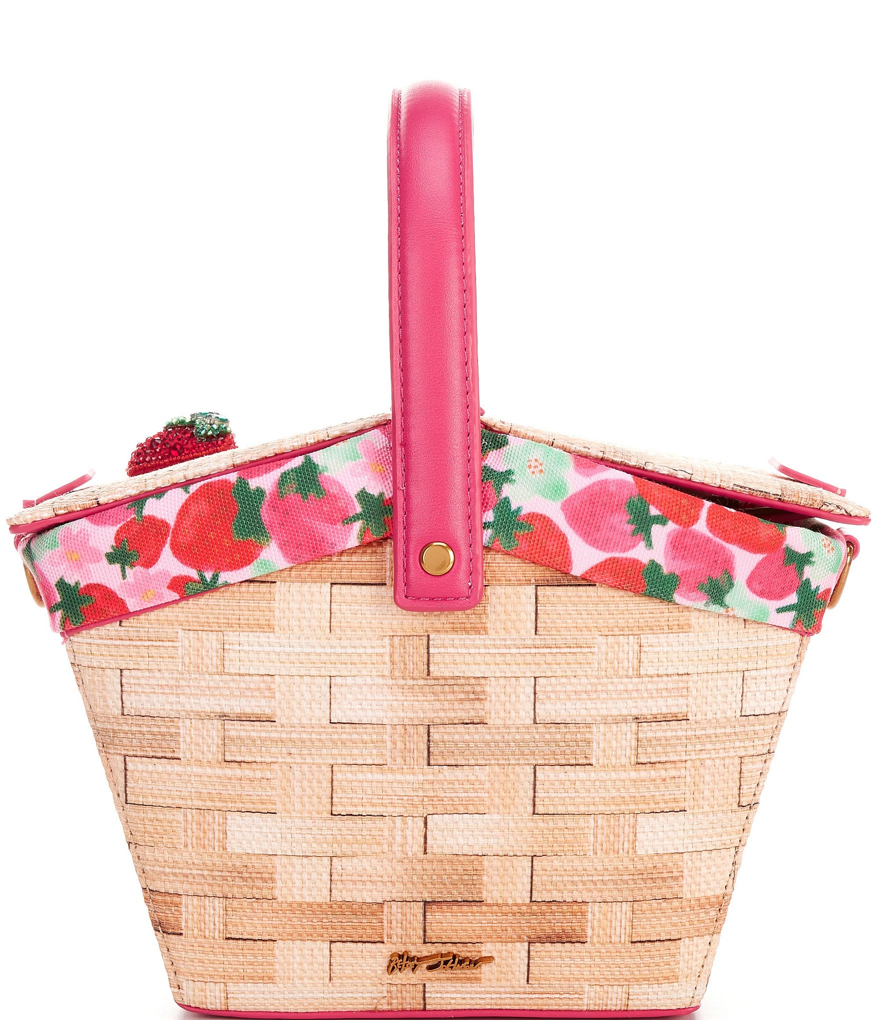 Betsey Johnson Kitsch Fresh N Fruity Picnic Straw Basket Natural Crossbody Bag