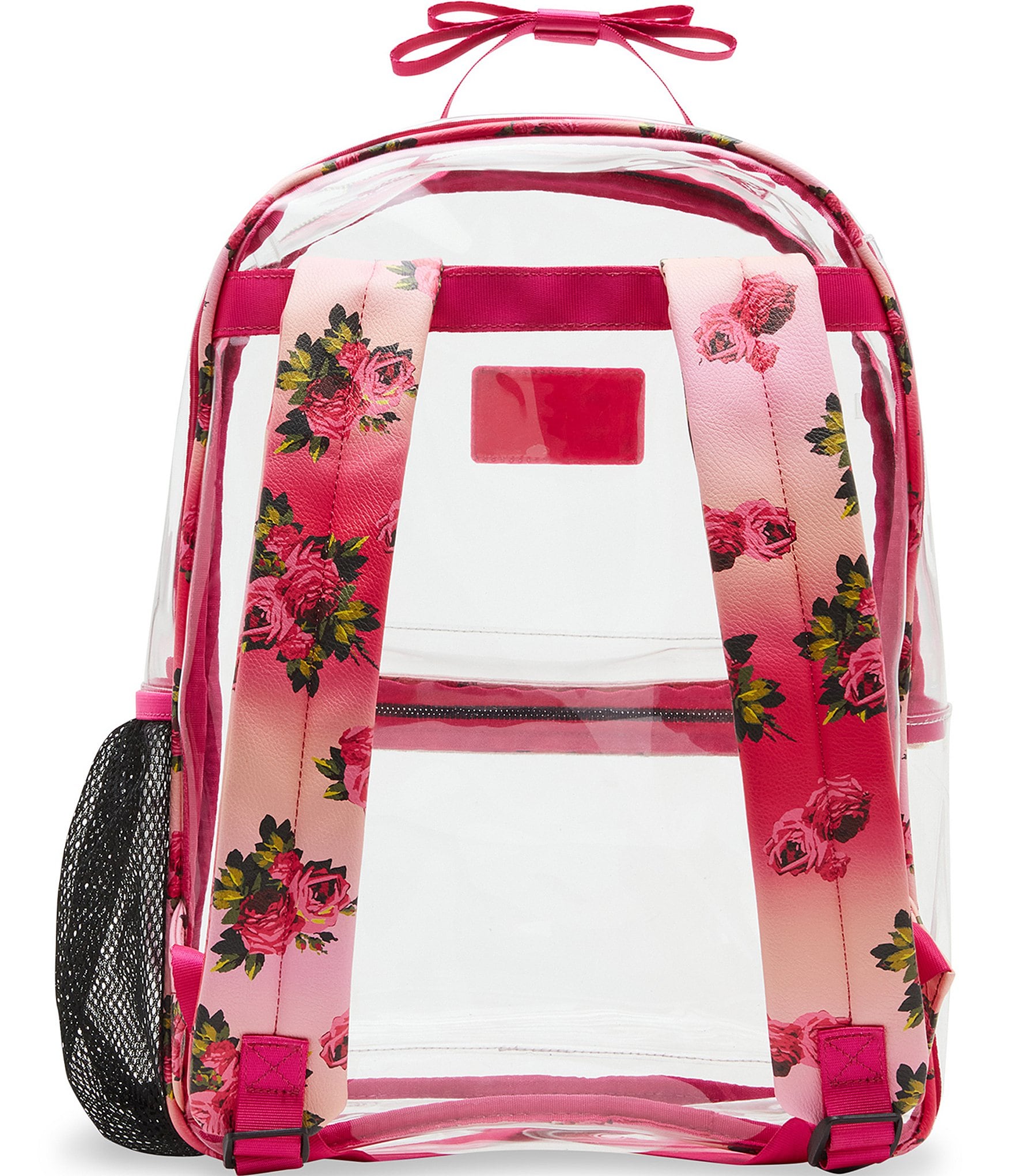 Betsey Johnson Large Pink Floral Clear Backpack