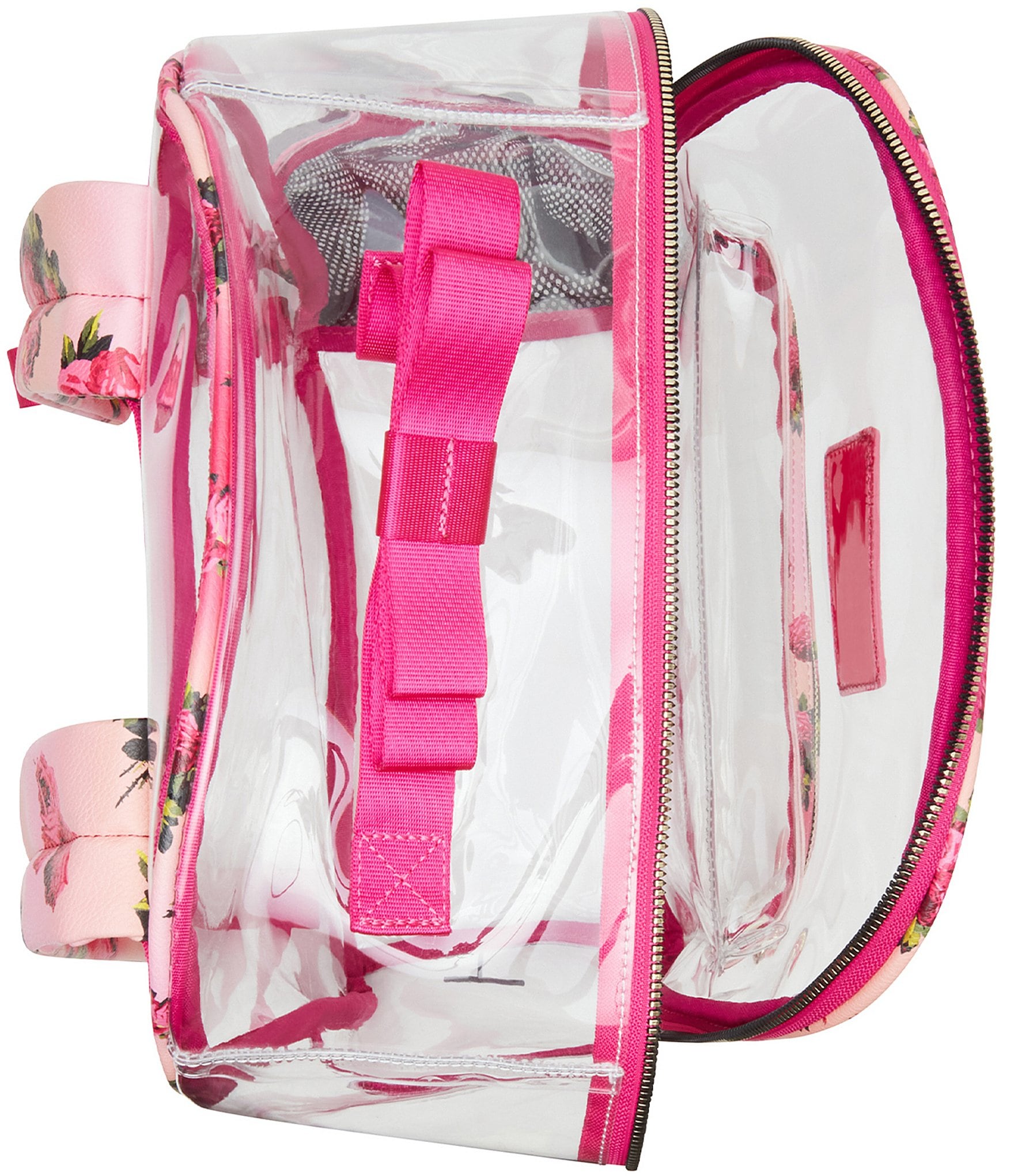 Betsey Johnson Large Pink Floral Clear Backpack