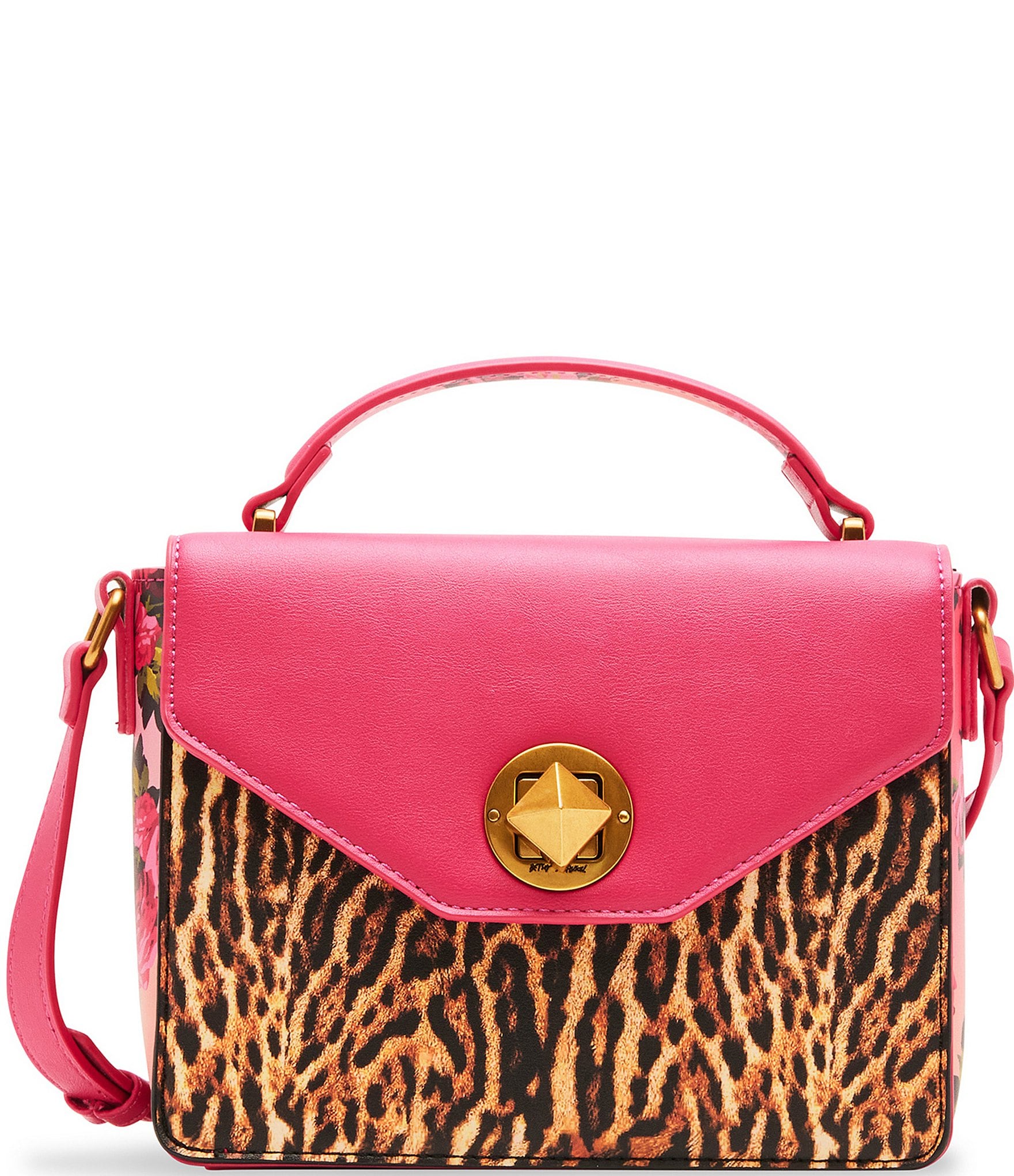 Betsey Johnson Leopard Cocktail Time Flap Top Handle Crossbody Bag