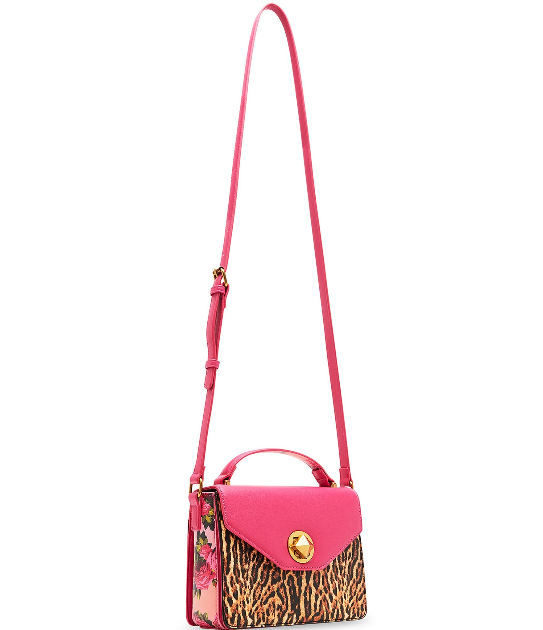 Betsey Johnson Leopard Cocktail Time Flap Top Handle Crossbody Bag