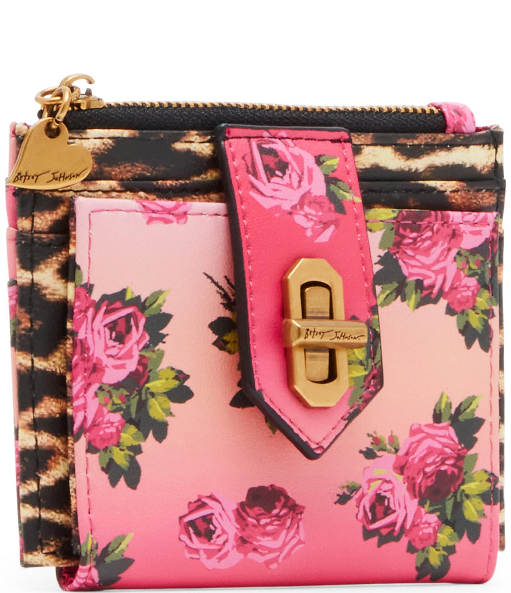 Betsey Johnson Leopard Floral Bifold Wallet