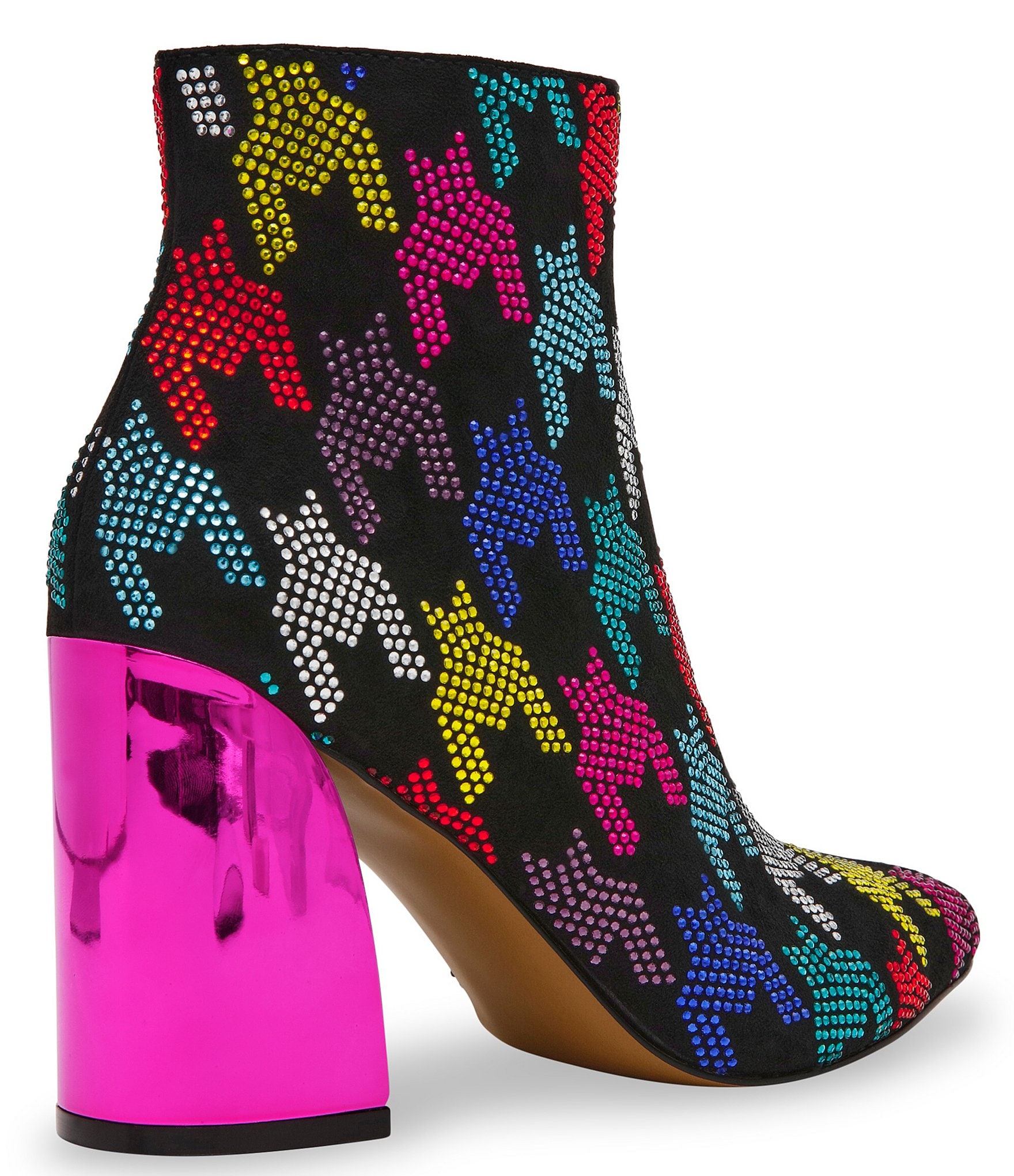 Betsey Johnson Marrina Rainbow Houndstood Rhinestone Booties