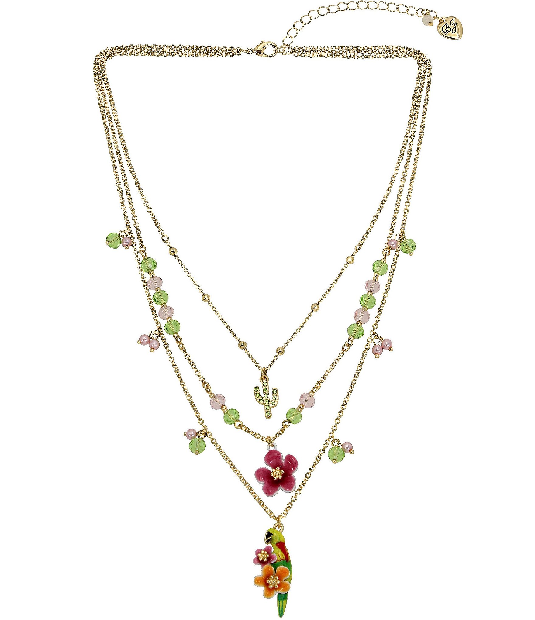 Betsey Johnson Parrot Layered Short Multi Strand Necklace