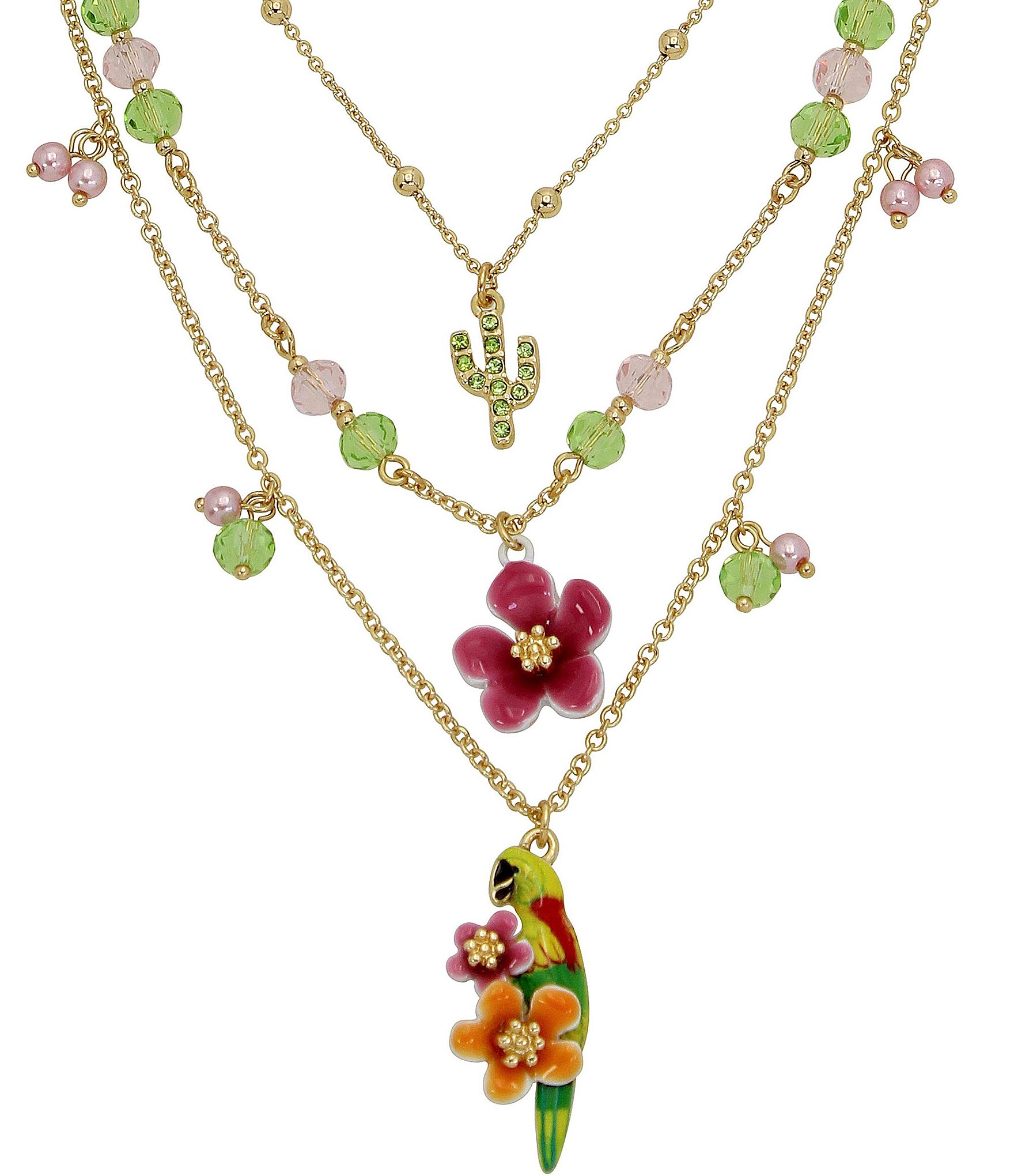 Betsey Johnson Parrot Layered Short Multi Strand Necklace