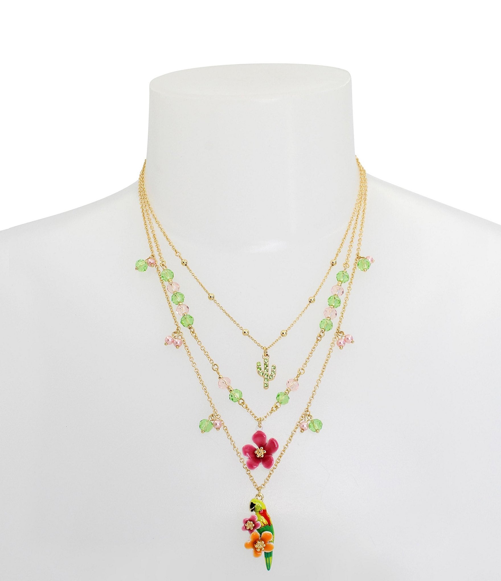 Betsey Johnson Parrot Layered Short Multi Strand Necklace