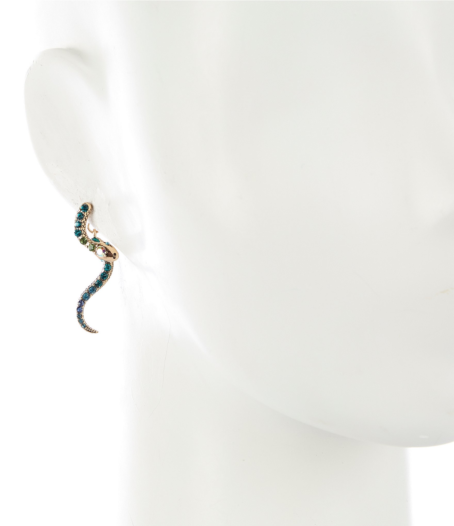 Betsey Johnson Pave Crystal Snake Front/Back Earrings