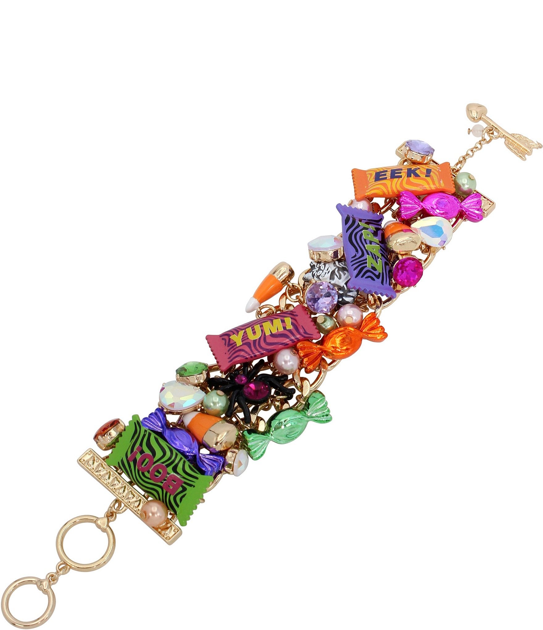 Betsey Johnson Pearl and Stones Candy Statement Line Bracelet