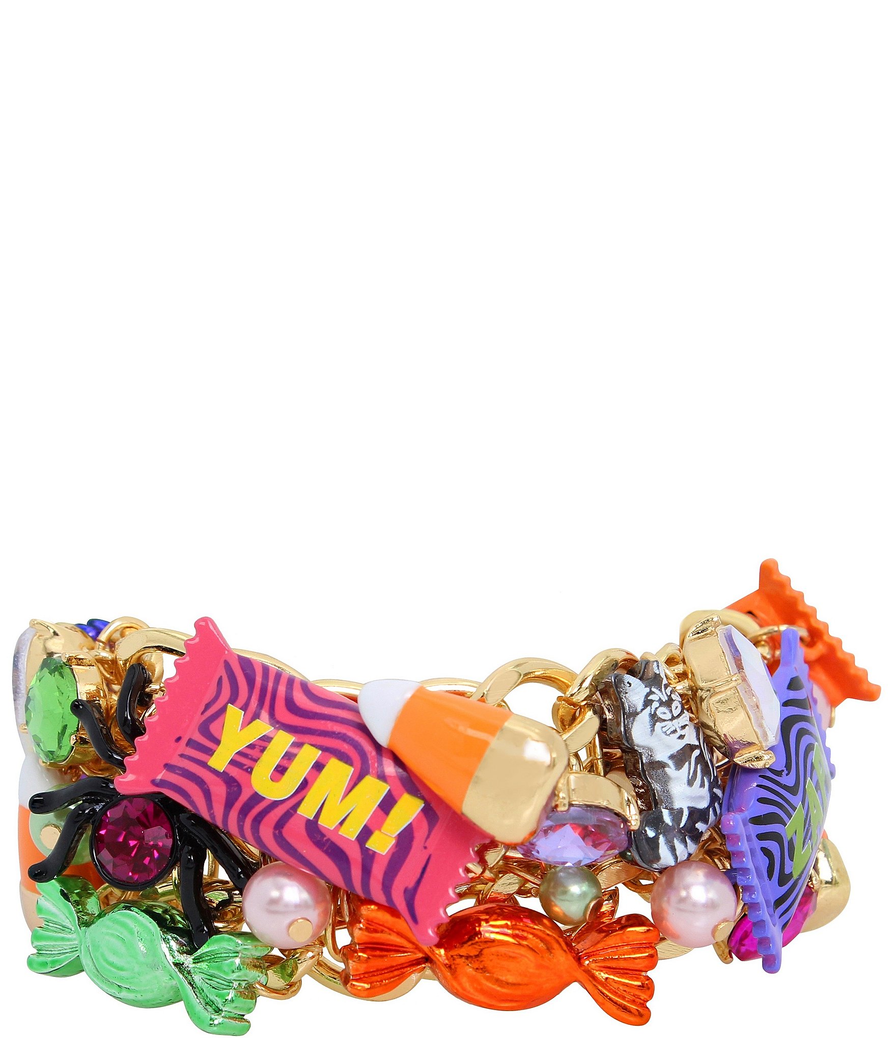 Betsey Johnson Pearl and Stones Candy Statement Line Bracelet