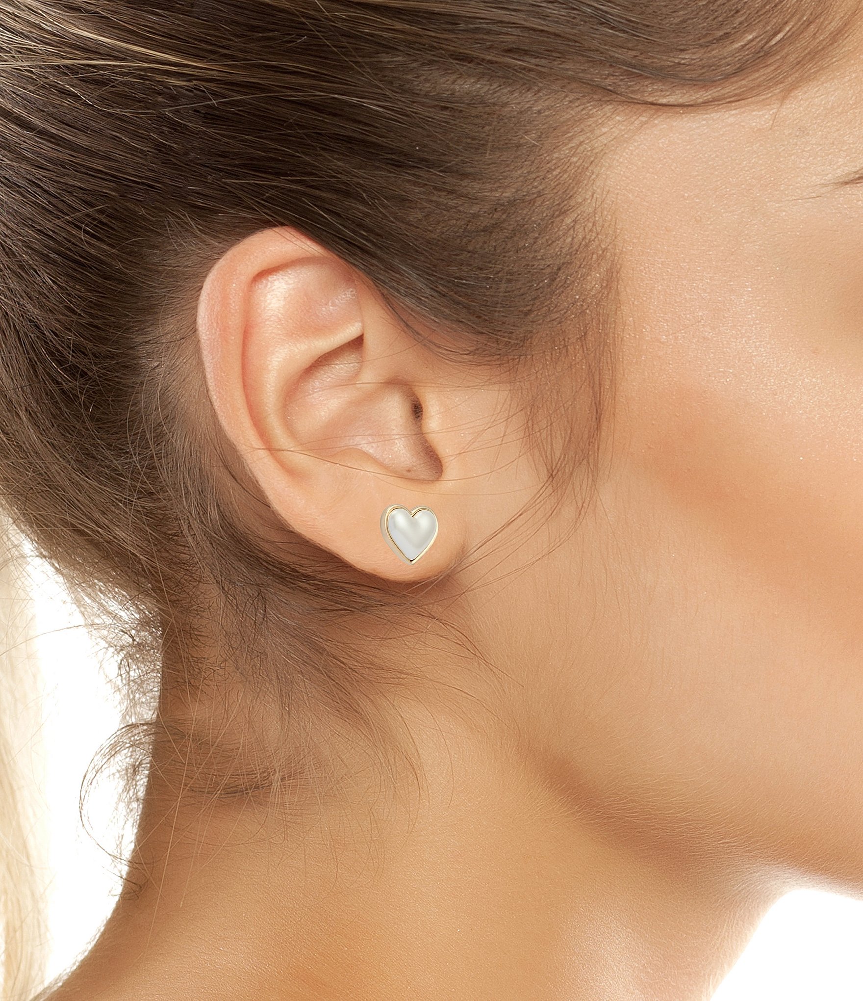 Betsey Johnson Pearl Heart Stud Earrings
