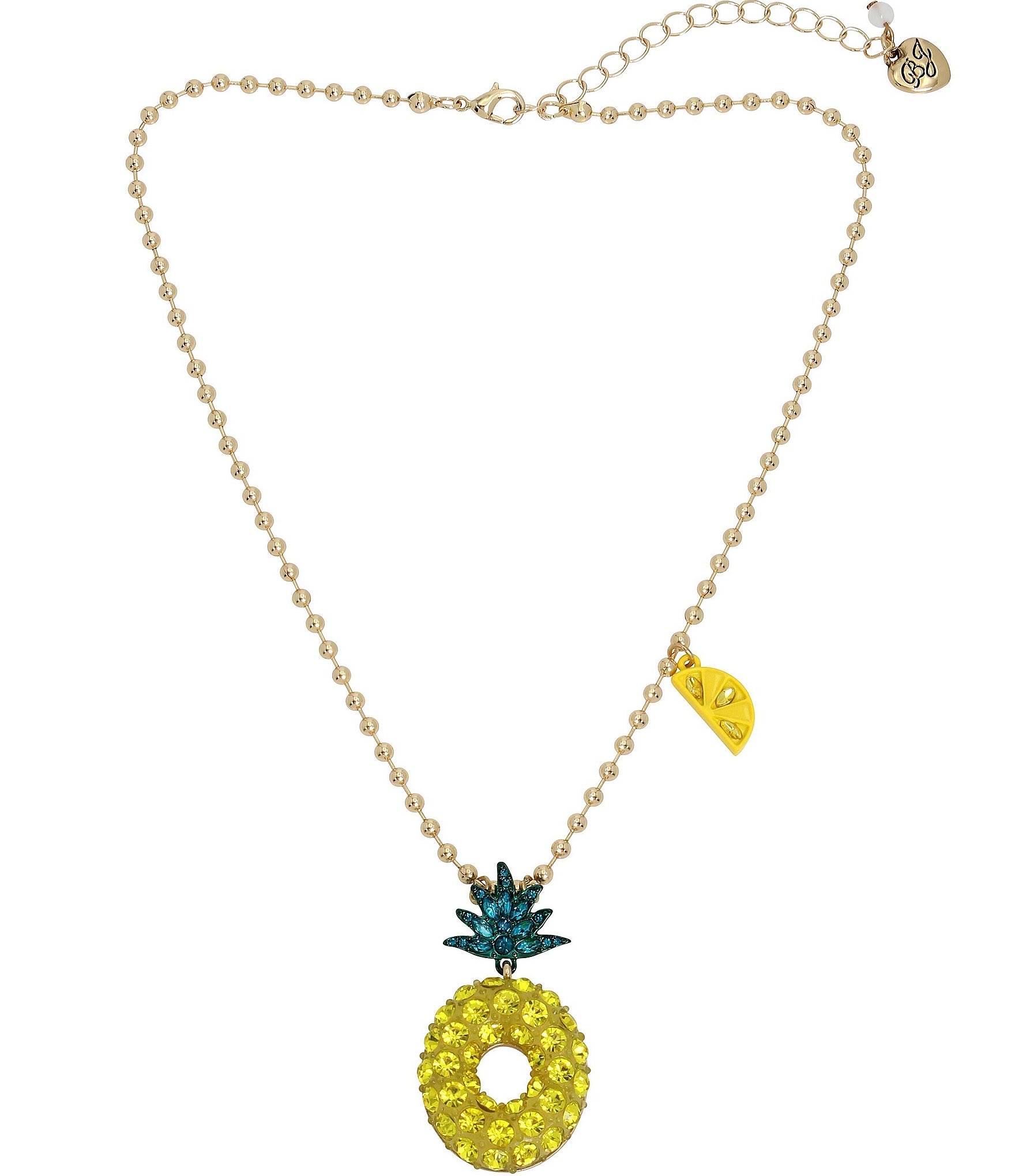 Betsey Johnson Pineapple Rhinestone Short Pendant Necklace