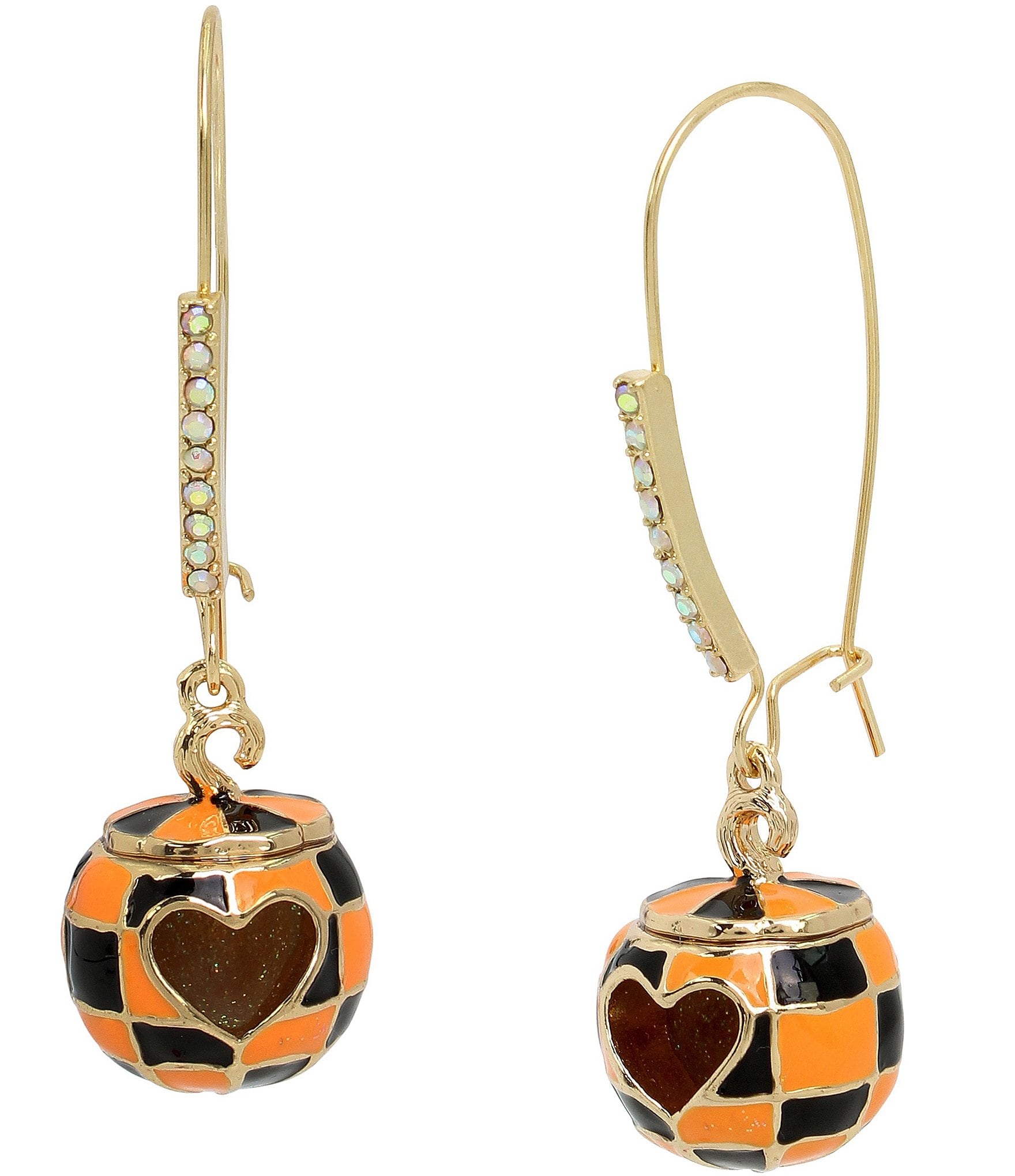 Betsey Johnson Pumpkin and Heart Dangle Drop Earrings