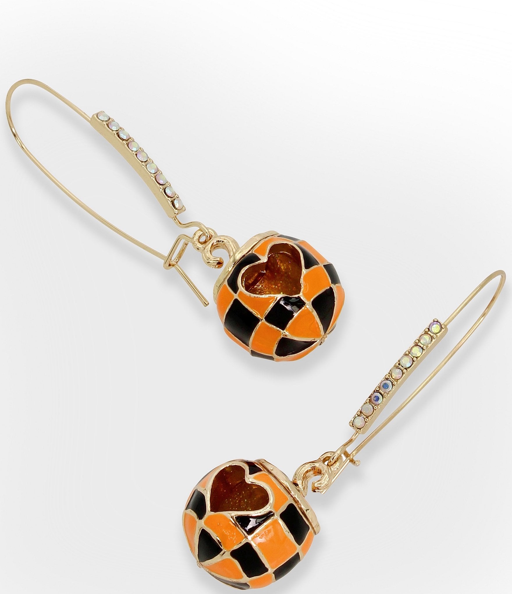 Betsey Johnson Pumpkin and Heart Dangle Drop Earrings