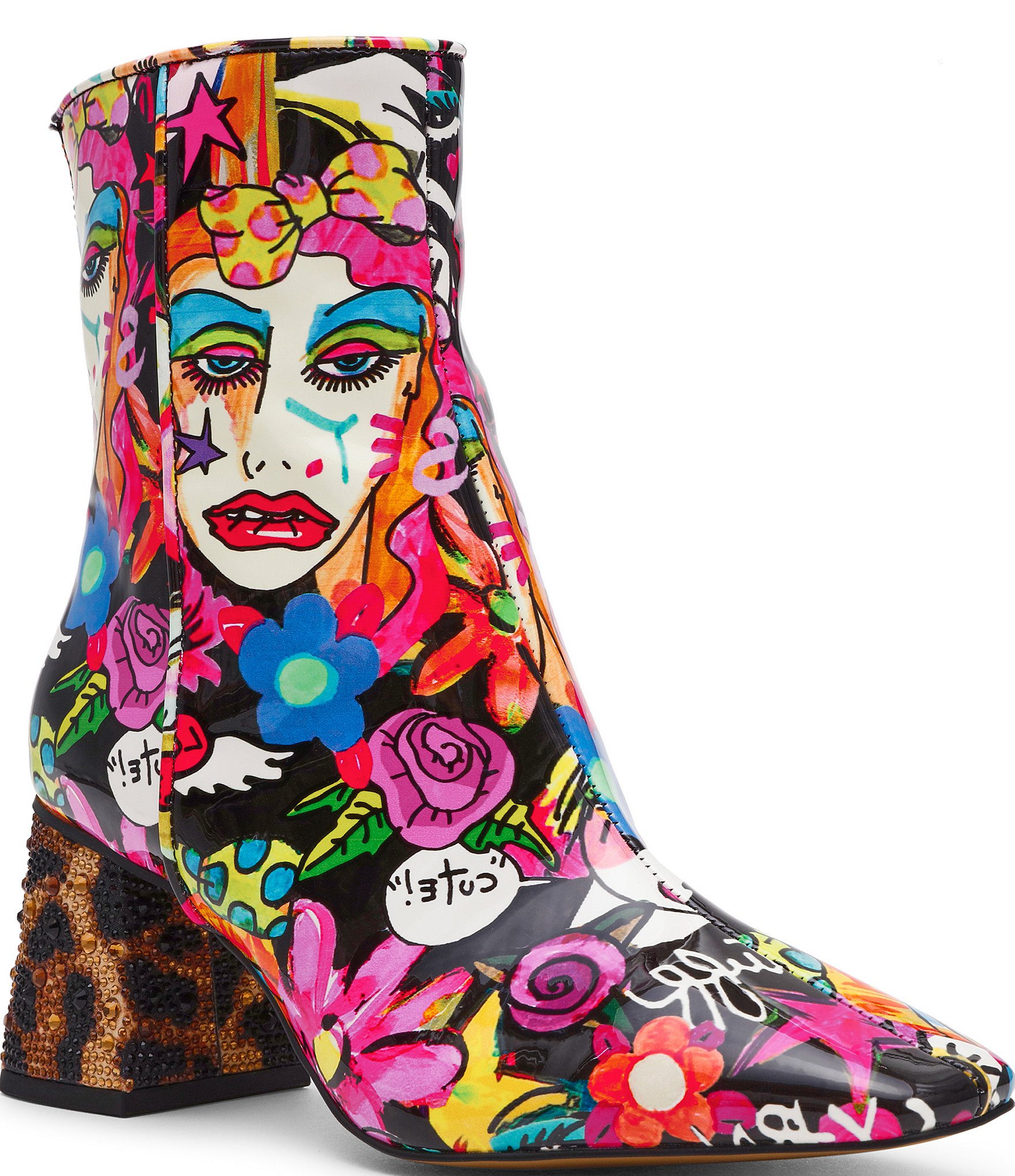 Betsey Johnson Randel Iconic Artwork Block Heel Booties