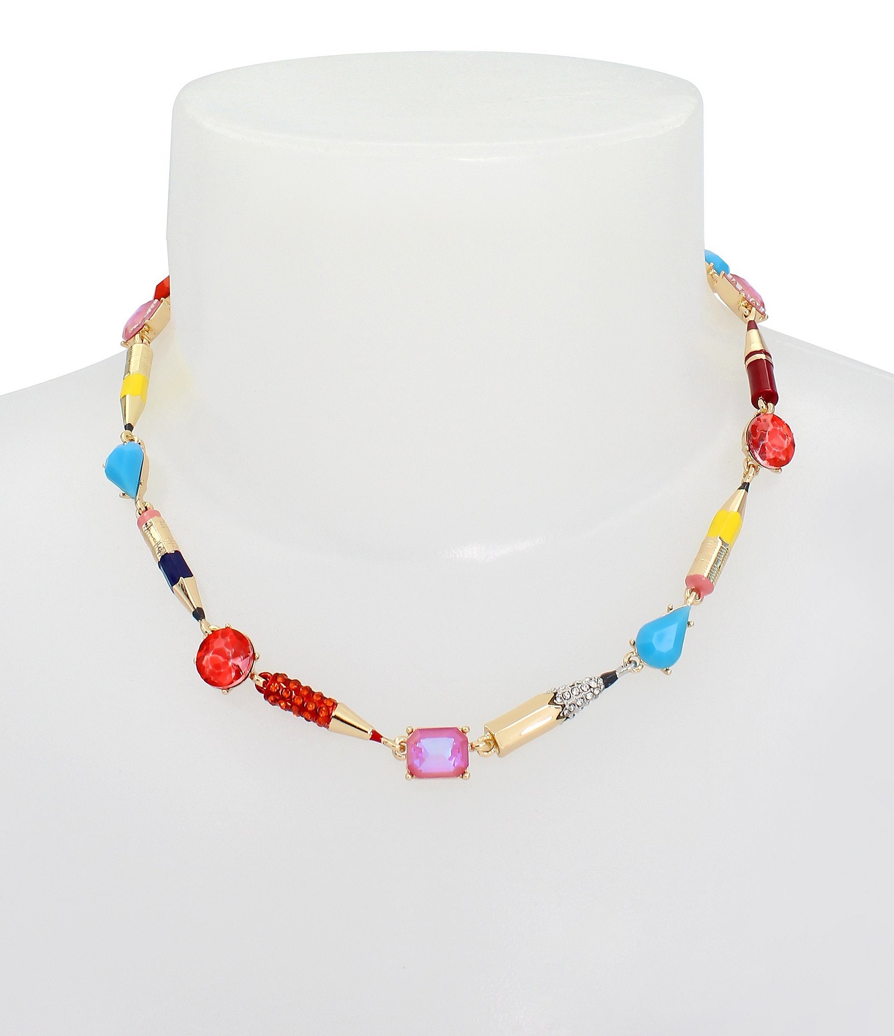 Betsey Johnson Rhinestone Back To School Pencil Collar Necklace