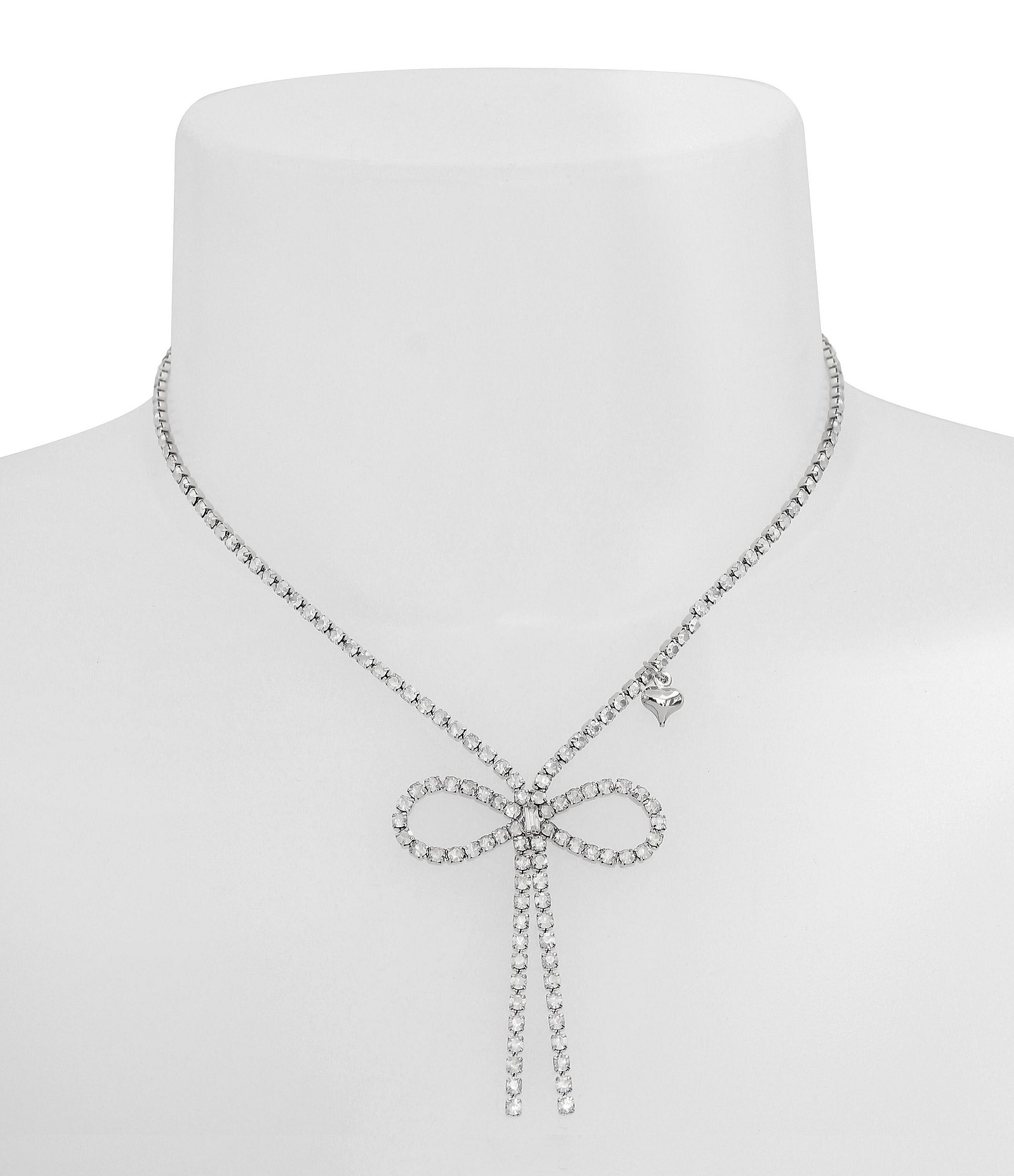 Betsey Johnson Rhinestone Bow Short Pendant Necklace