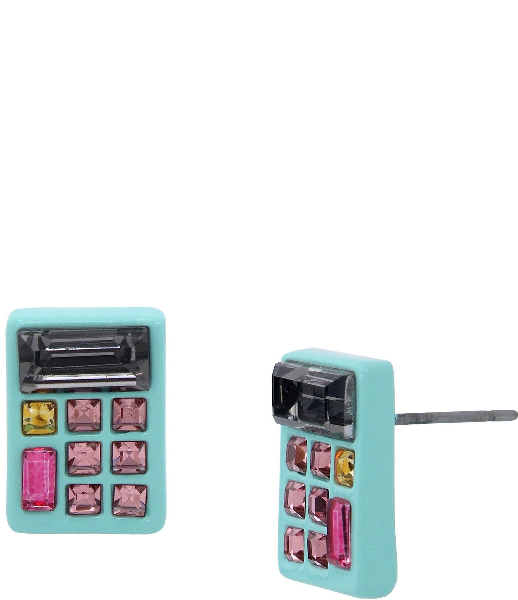 Betsey Johnson Rhinestone Calculator Stud Earrings