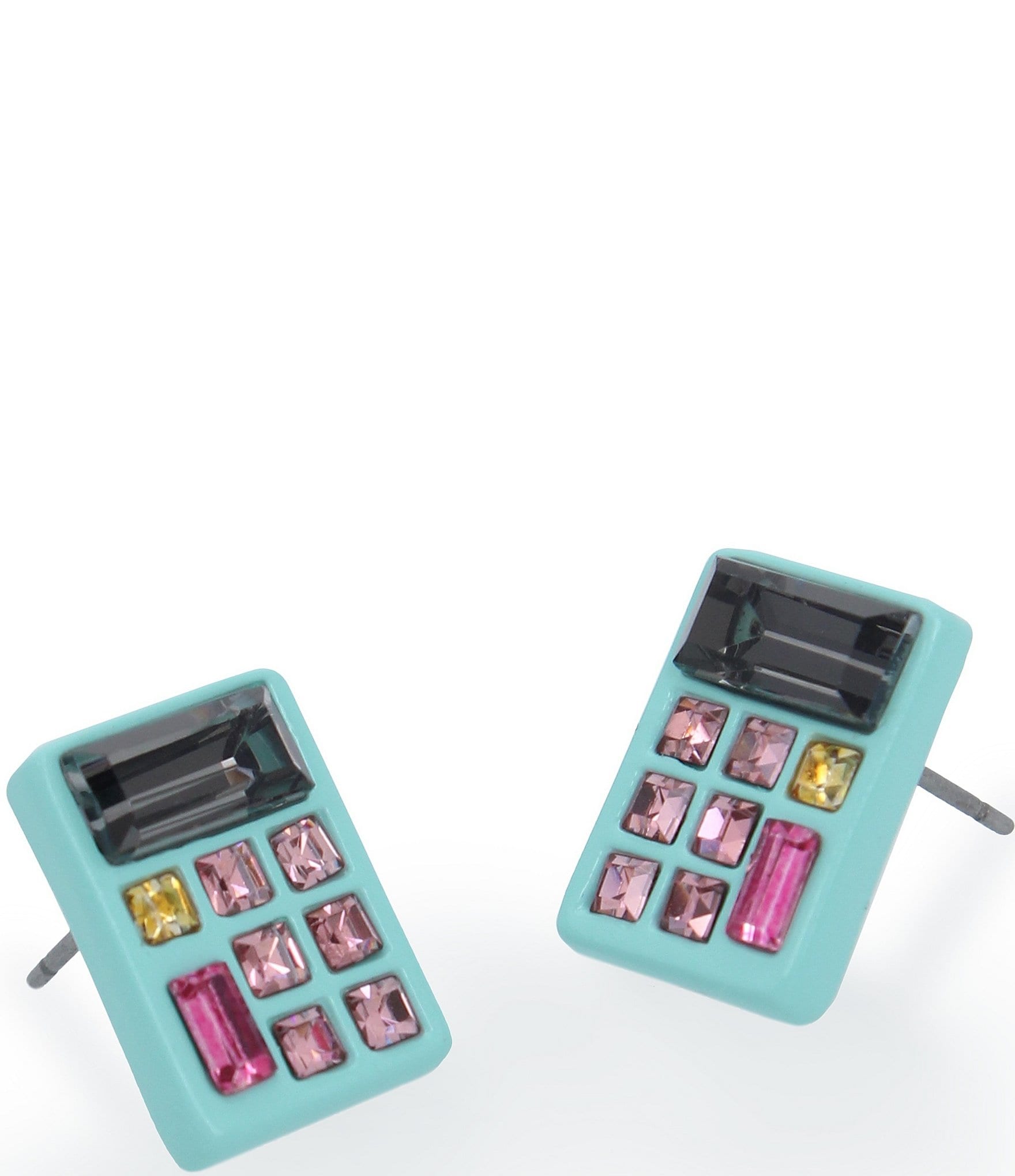 Betsey Johnson Rhinestone Calculator Stud Earrings