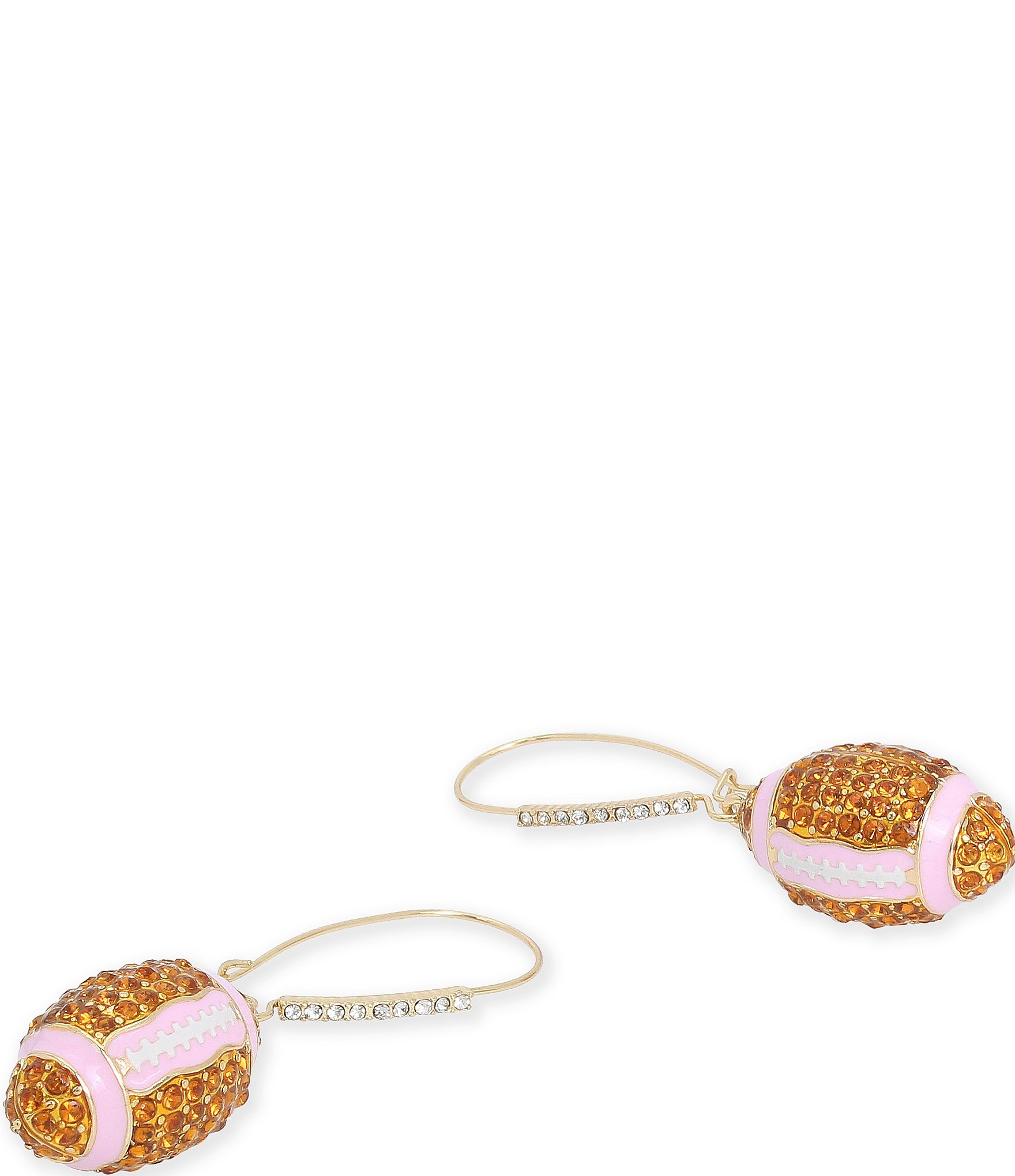 Betsey Johnson Rhinestone Football Dangle Drop Earrings