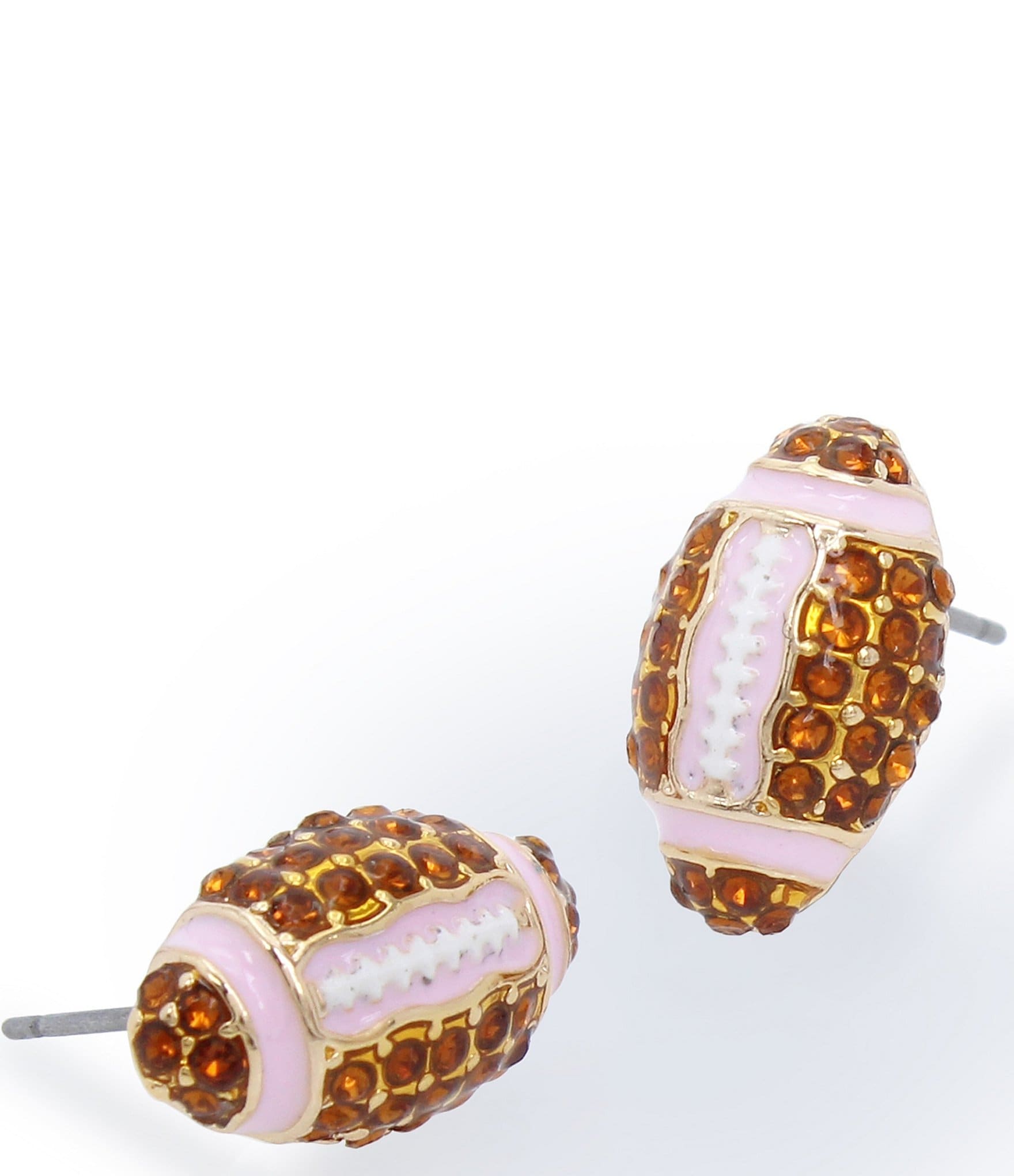 Betsey Johnson Rhinestone Football Stud Earrings