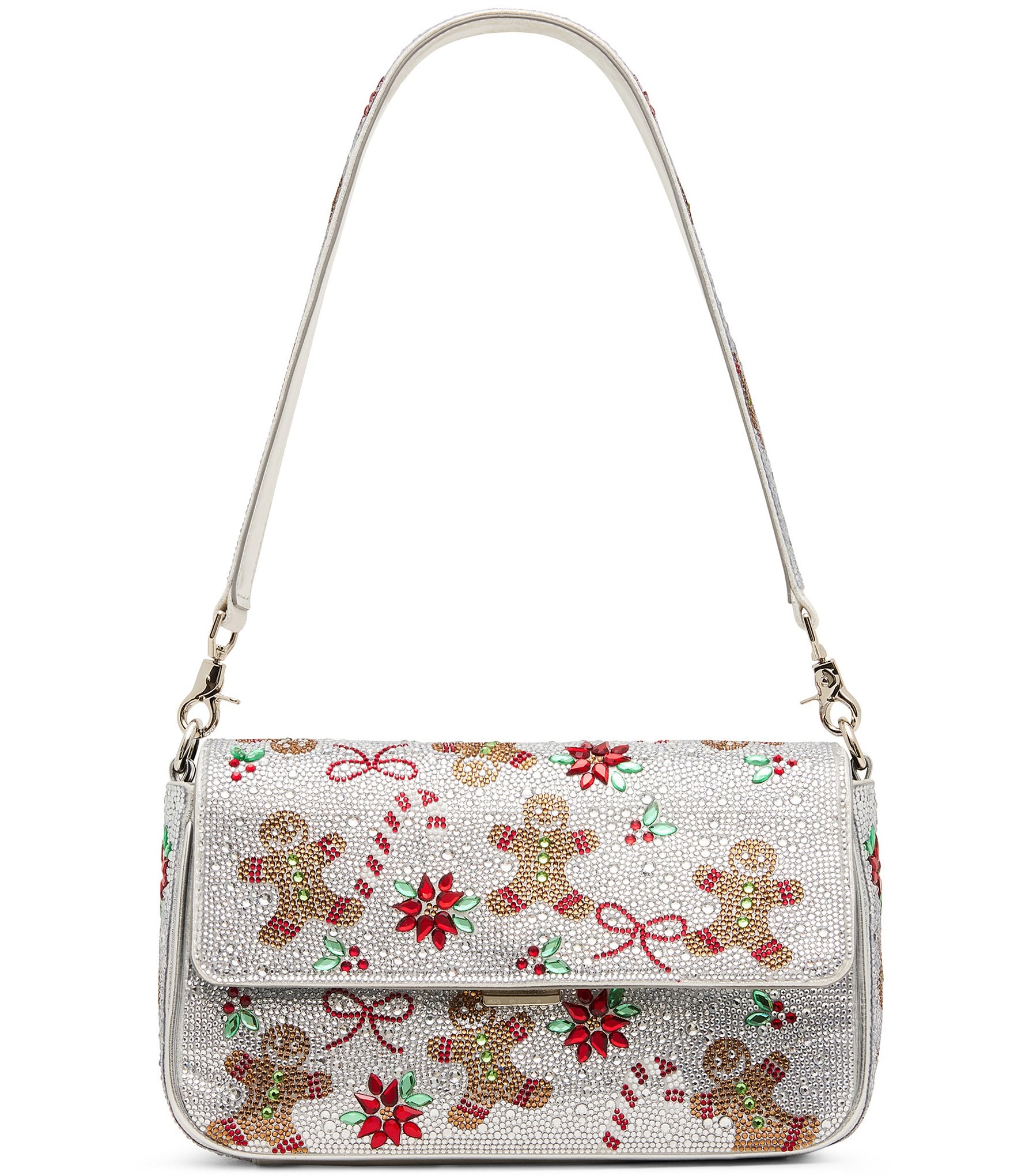 Betsey Johnson Rhinestone Gingerbread Flap Shoulder Bag
