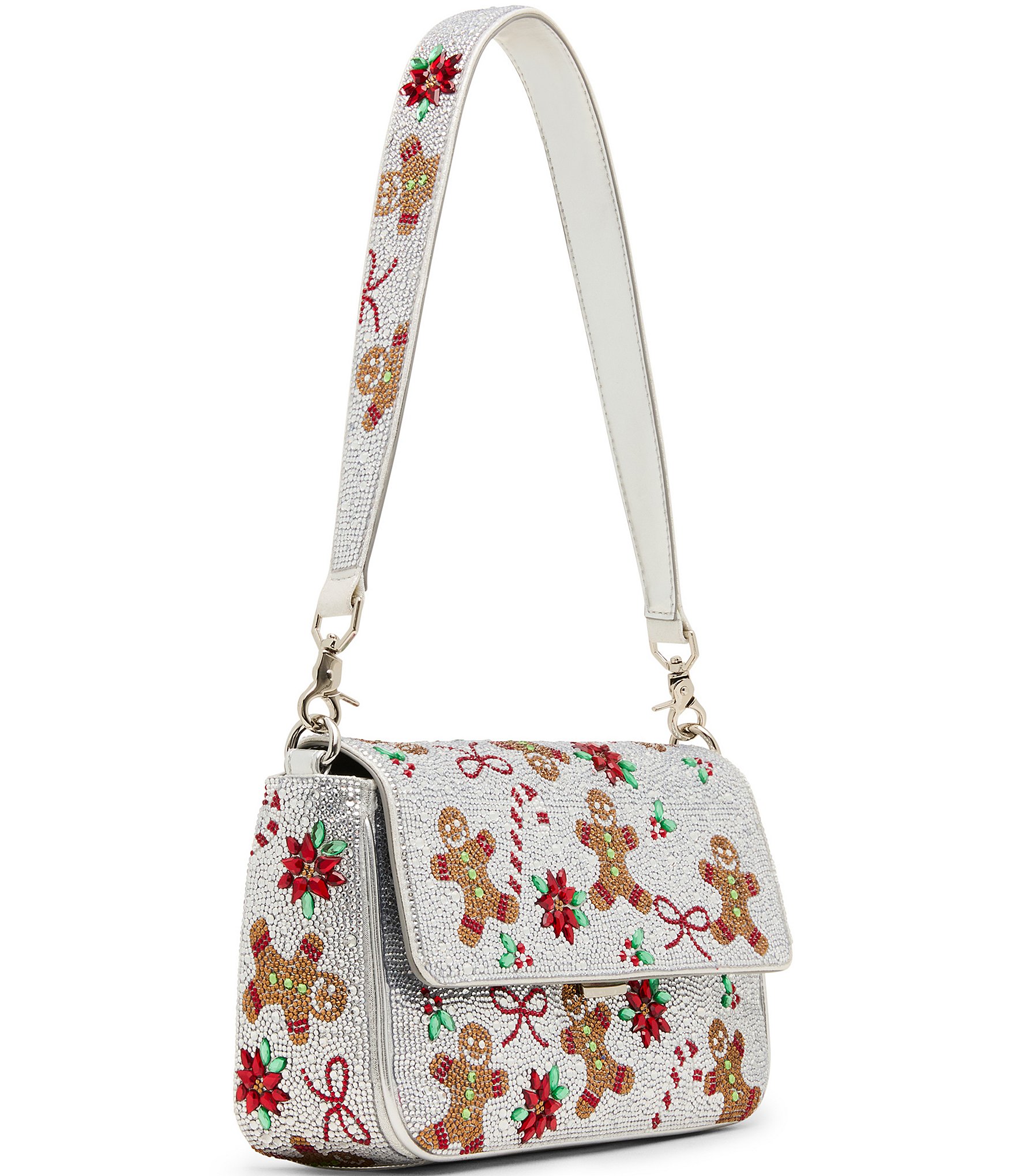 Betsey Johnson Rhinestone Gingerbread Flap Shoulder Bag