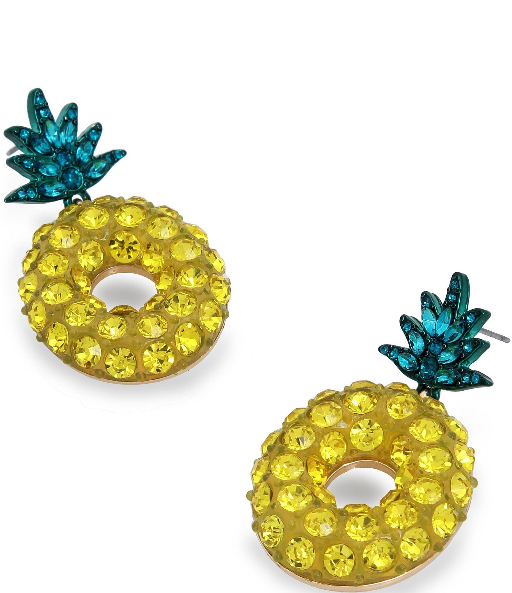 Betsey Johnson Rhinestone Pineapple Drop Earrings