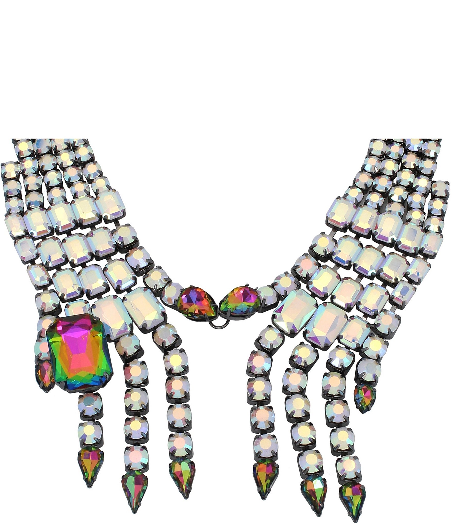 Betsey Johnson Rhinestone Skeleton Hand Statement Necklace